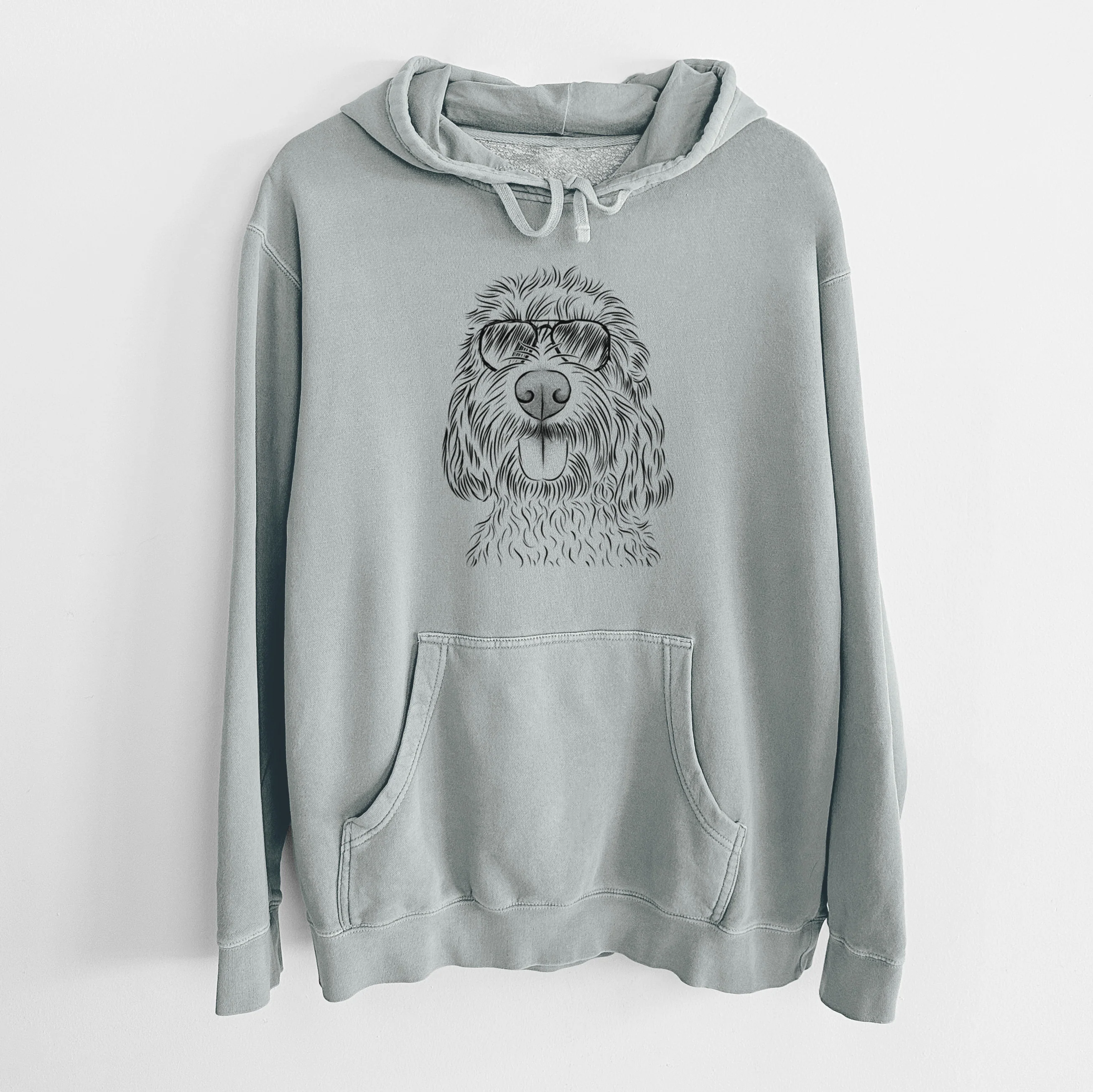 Aviator Clover the Cockapoo - Unisex Pigment Dyed Hoodie - Image 7