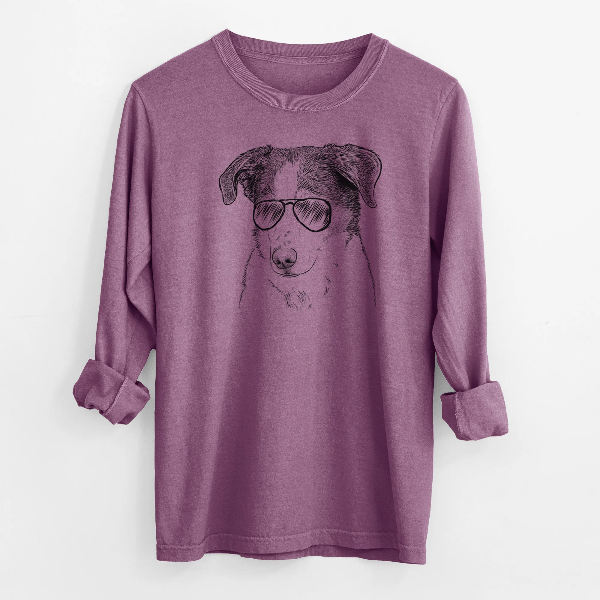 Aviator Coco the Beagle Mix - Men's Heavyweight 100% Cotton Long Sleeve - Image 10