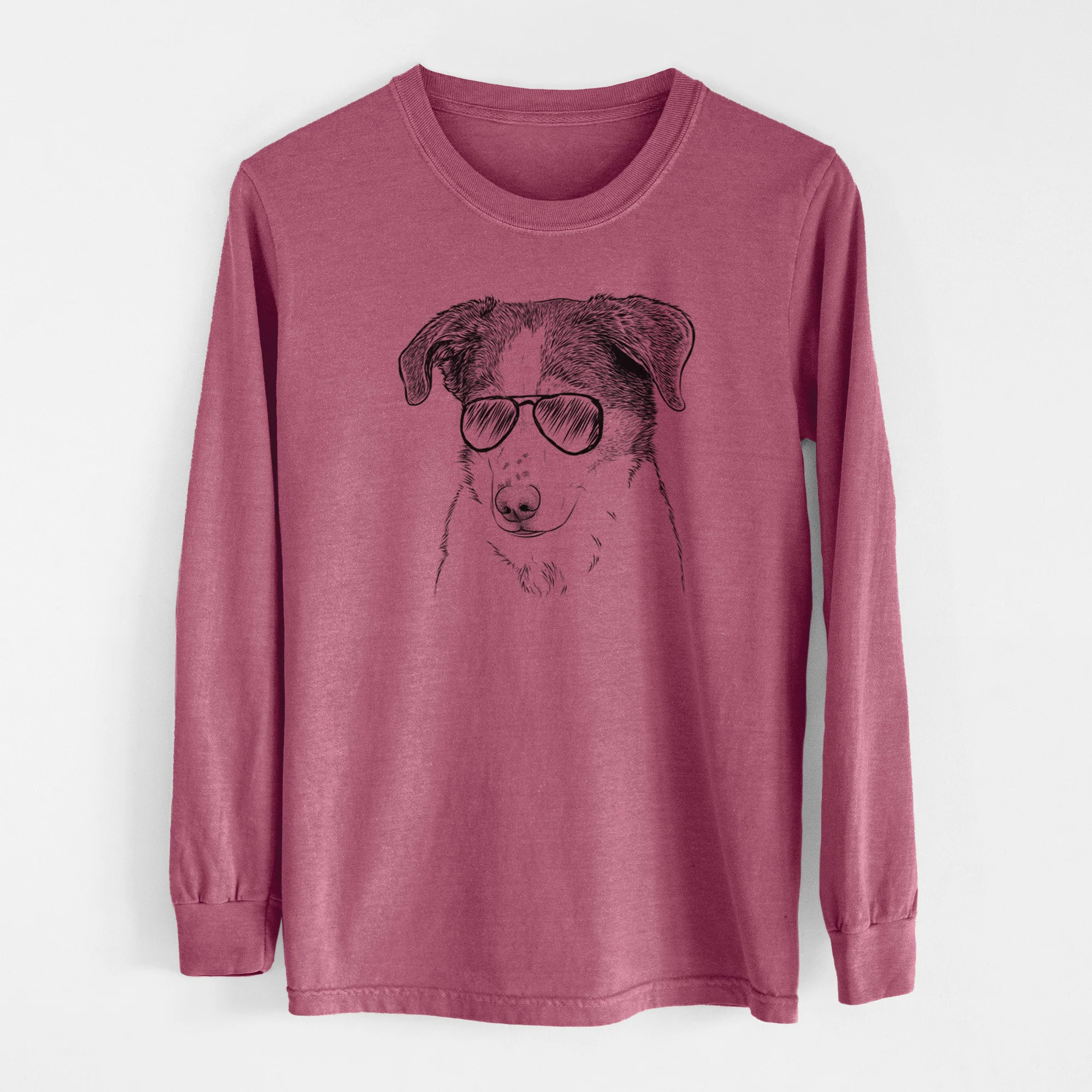 Aviator Coco the Beagle Mix - Men's Heavyweight 100% Cotton Long Sleeve - Image 11