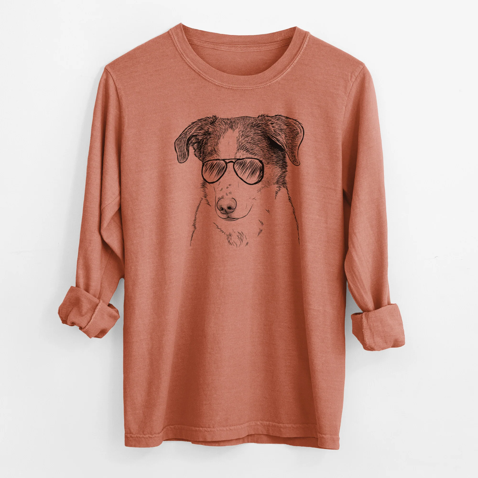 Aviator Coco the Beagle Mix - Men's Heavyweight 100% Cotton Long Sleeve - Image 14