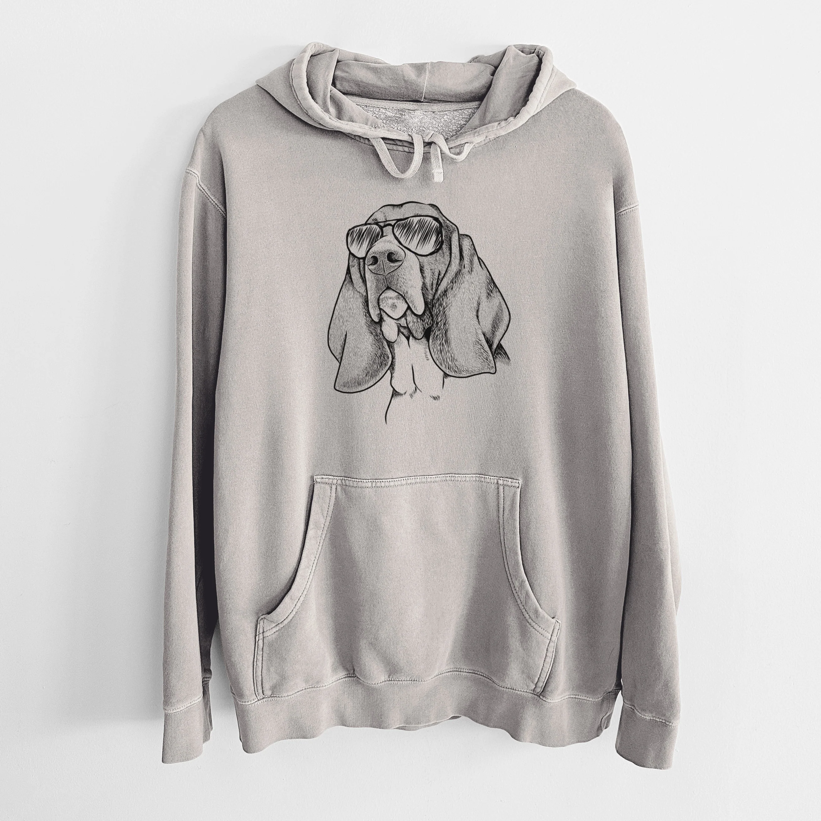 Aviator Cooper the Basset Hound - Unisex Pigment Dyed Hoodie - Image 5
