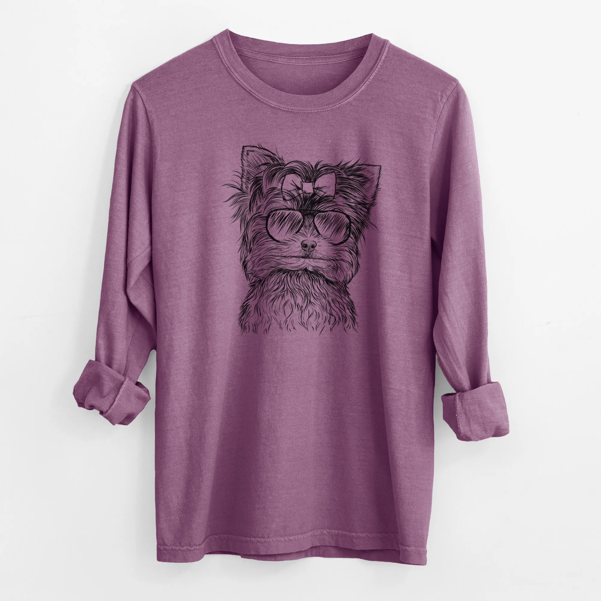 Aviator Cricket the Biewer Terrier - Men's Heavyweight 100% Cotton Long Sleeve - Image 10