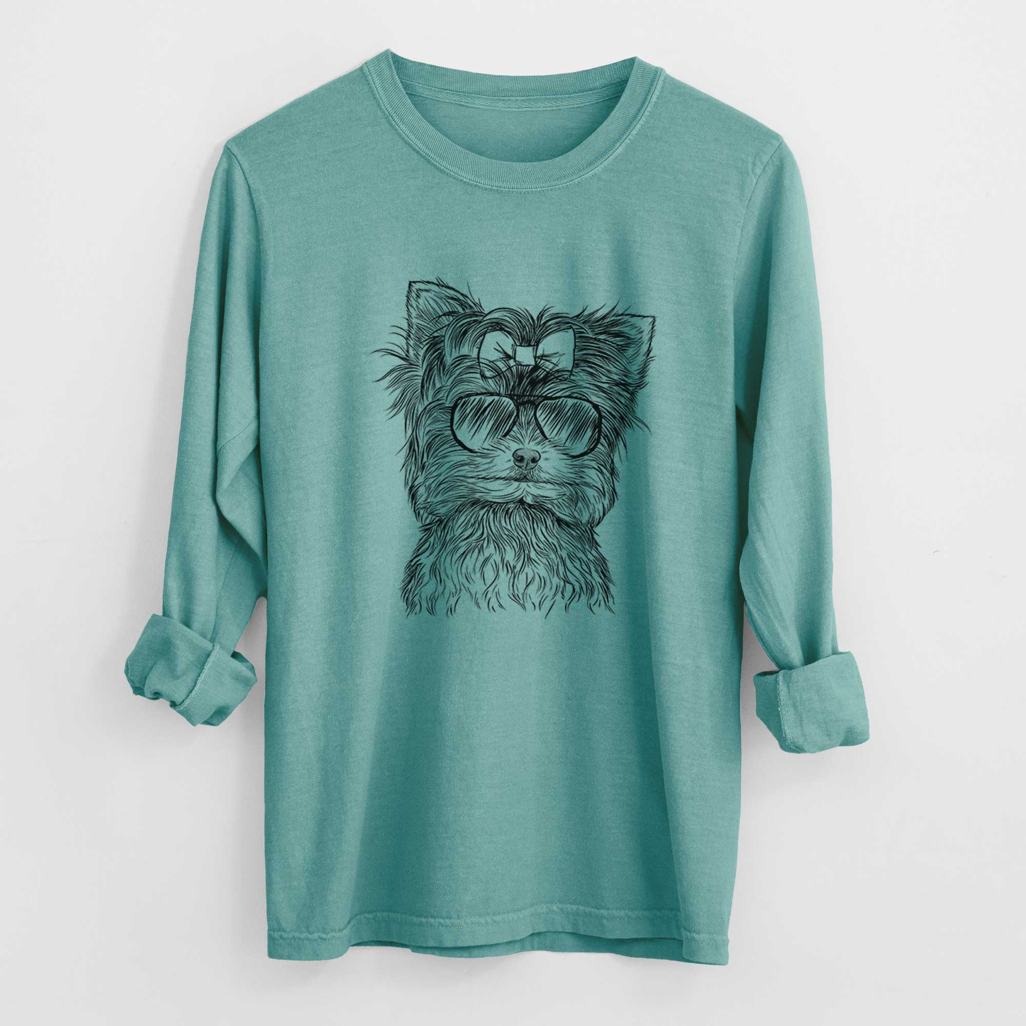 Aviator Cricket the Biewer Terrier - Men's Heavyweight 100% Cotton Long Sleeve - Image 9