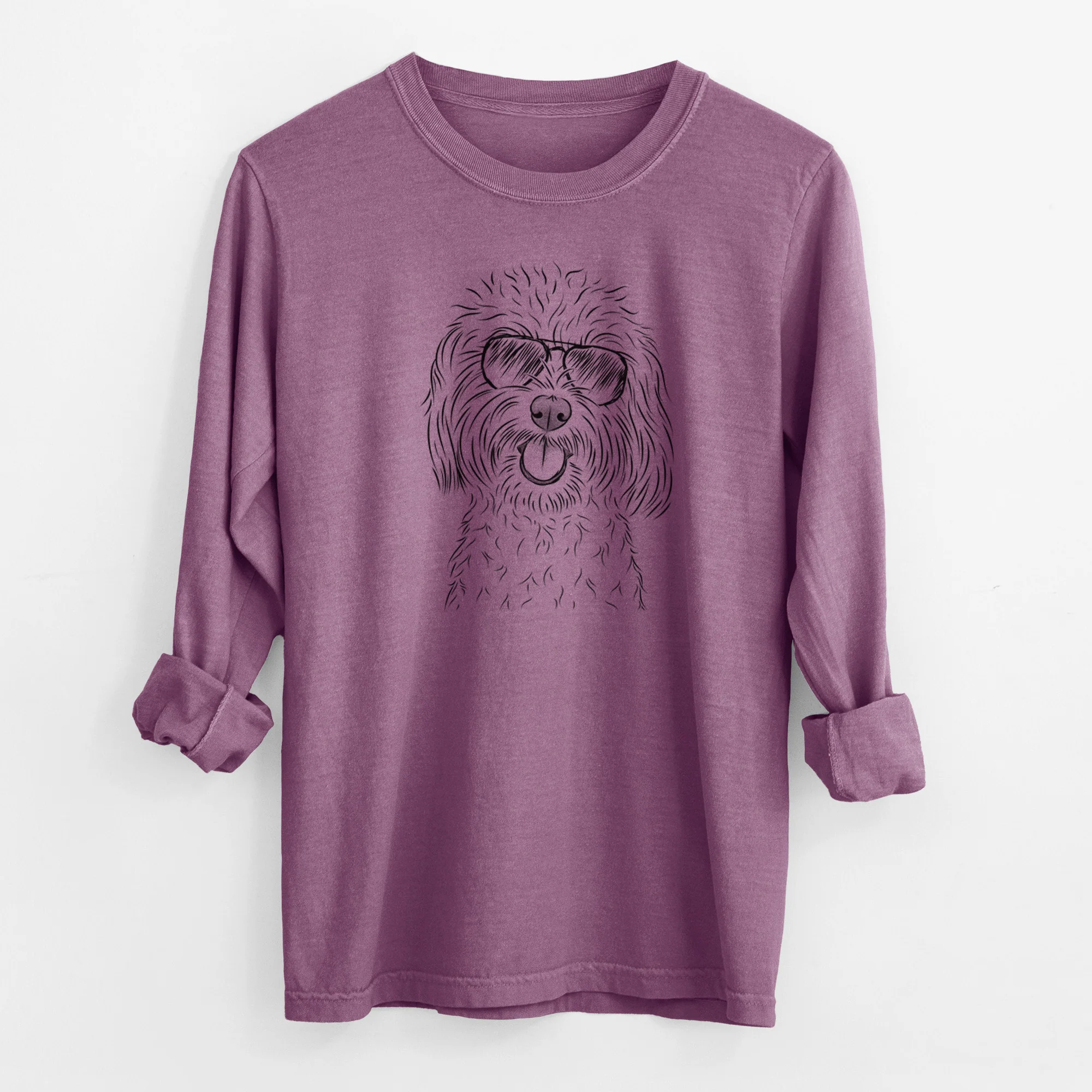 Aviator Cuddles the Coton de Tulear - Men's Heavyweight 100% Cotton Long Sleeve - Image 10