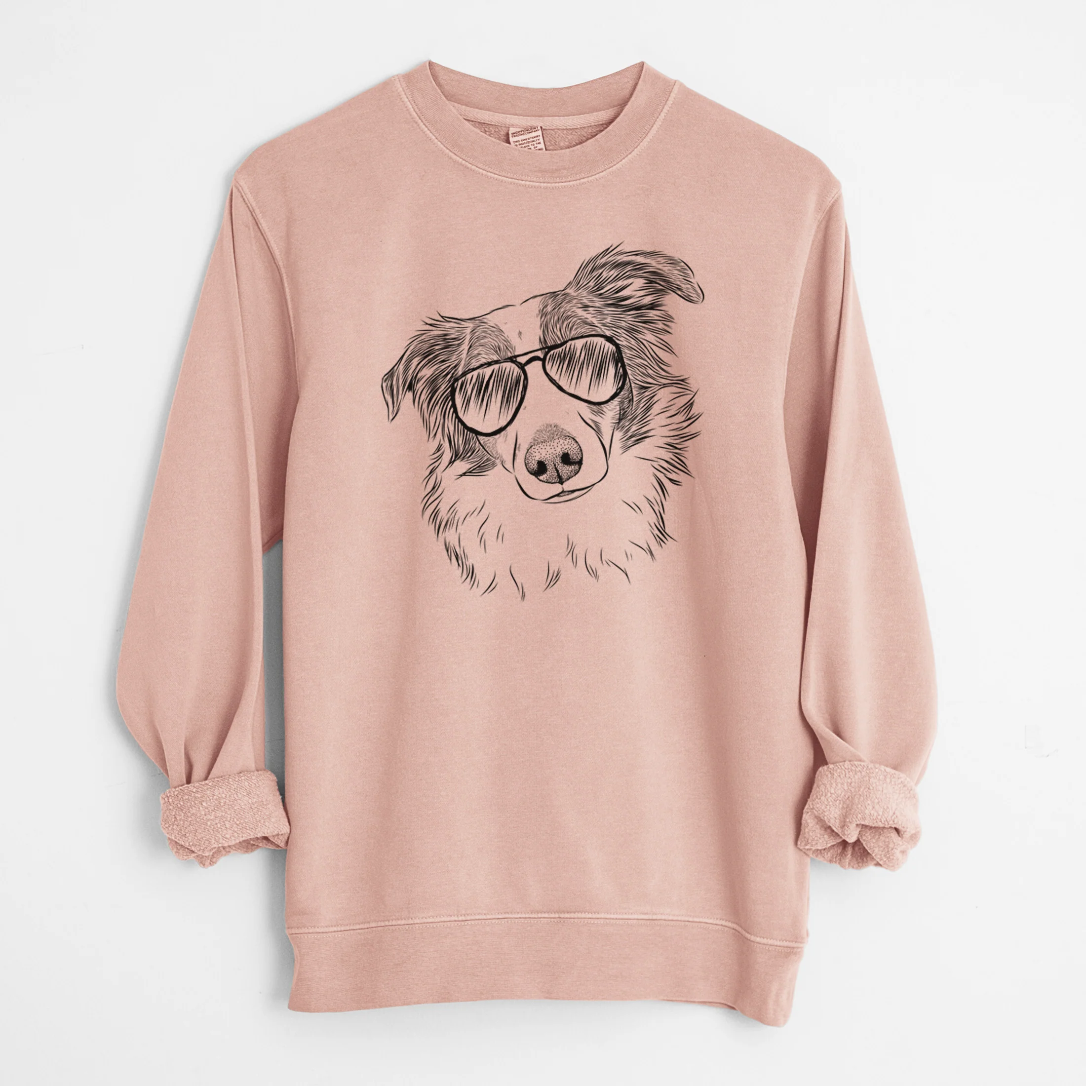 Aviator Cyclone the Australian Shepherd - Unisex Pigment Dyed Crew Sweatshirt - Image 5