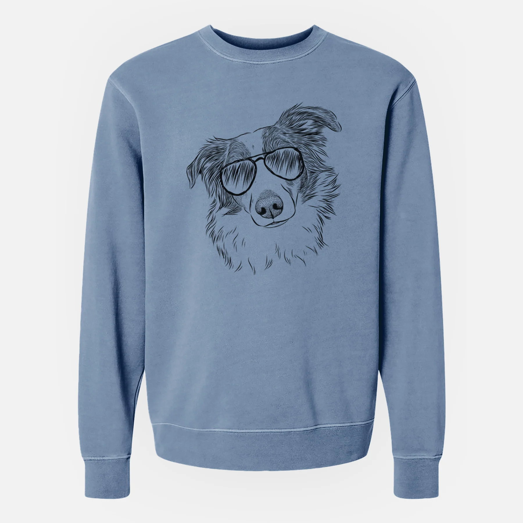 Aviator Cyclone the Australian Shepherd - Unisex Pigment Dyed Crew Sweatshirt - Image 6