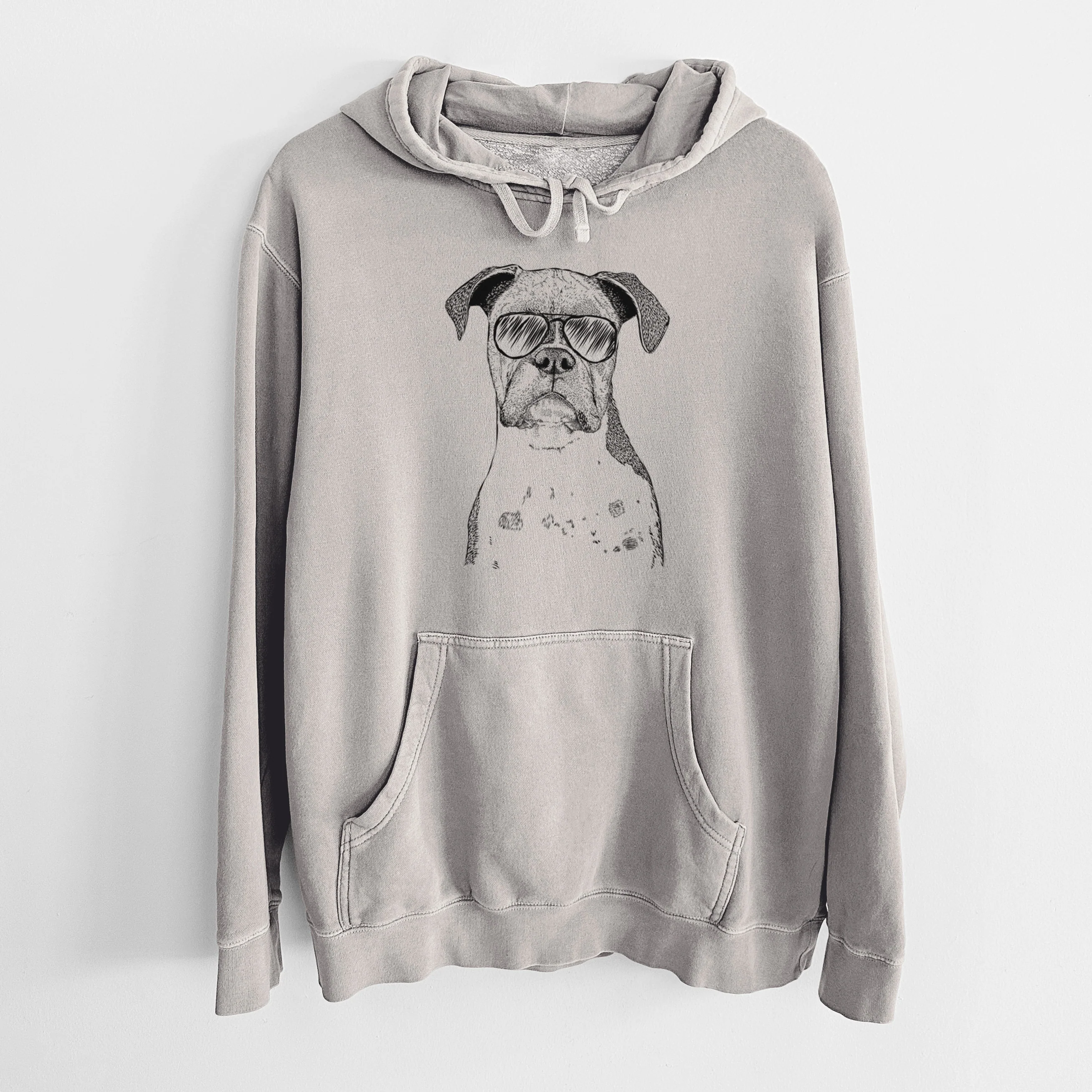 Aviator Daisy the Boxer - Unisex Pigment Dyed Hoodie - Image 5