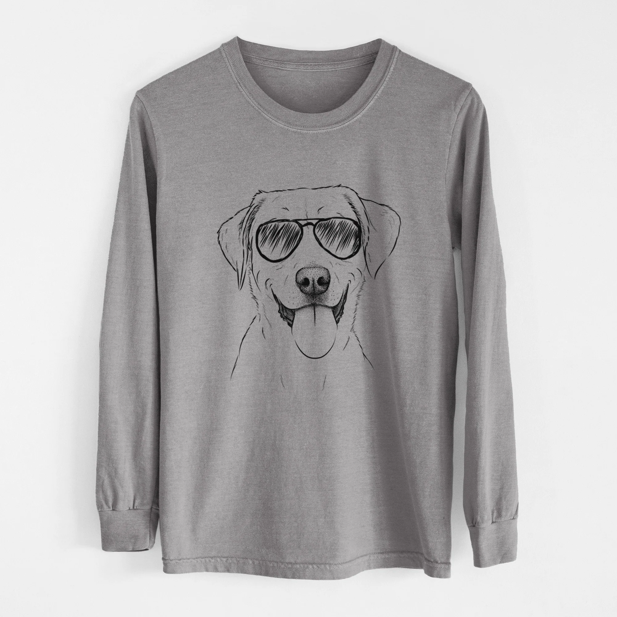 Aviator Daisy the Labrador Retriever - Men's Heavyweight 100% Cotton Long Sleeve - Image 7