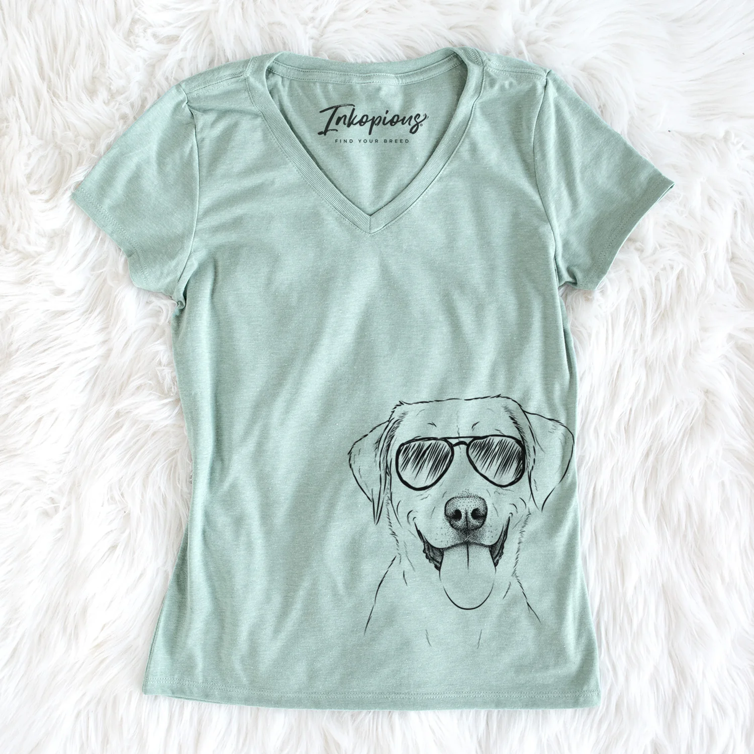 Aviator Daisy the Labrador Retriever - Women's V-neck Shirt - Image 2