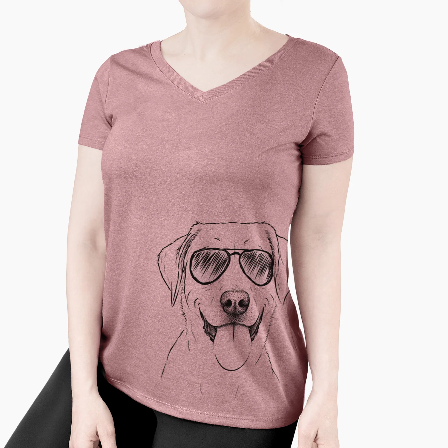 Aviator Daisy the Labrador Retriever - Women's V-neck Shirt - Image 4