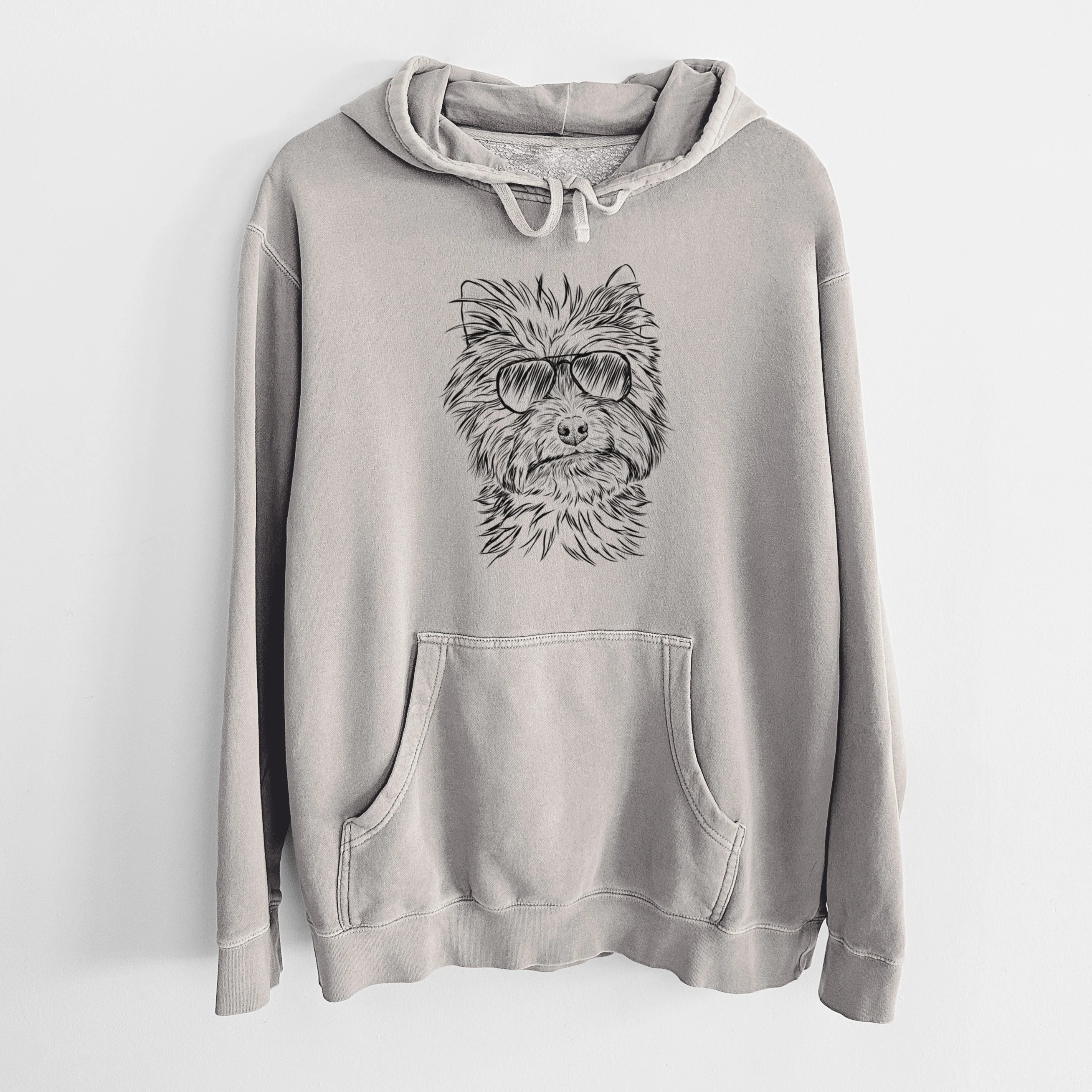 Aviator Dakota the Yorkshire Terrier - Unisex Pigment Dyed Hoodie - Image 5