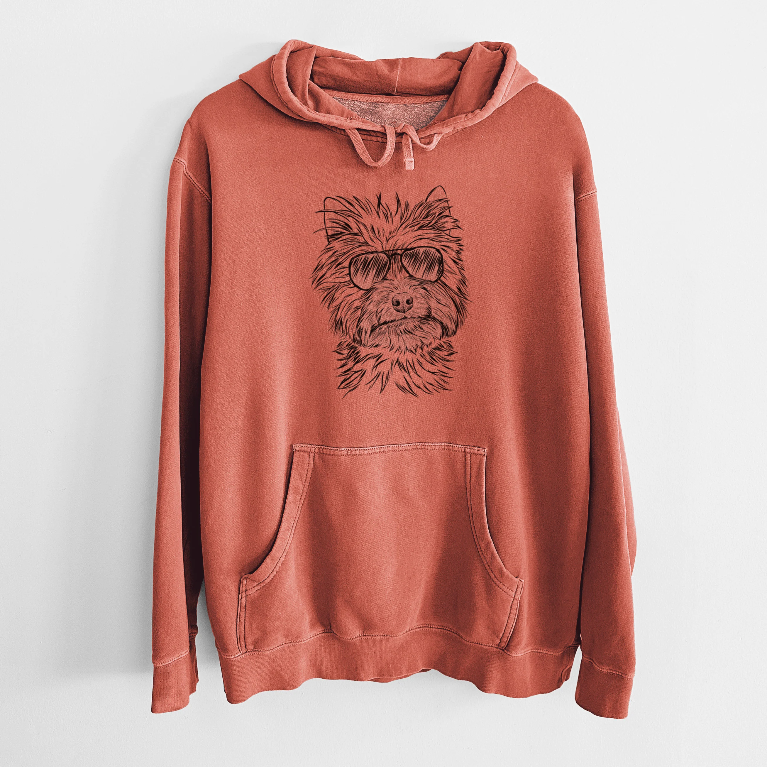 Aviator Dakota the Yorkshire Terrier - Unisex Pigment Dyed Hoodie - Image 8