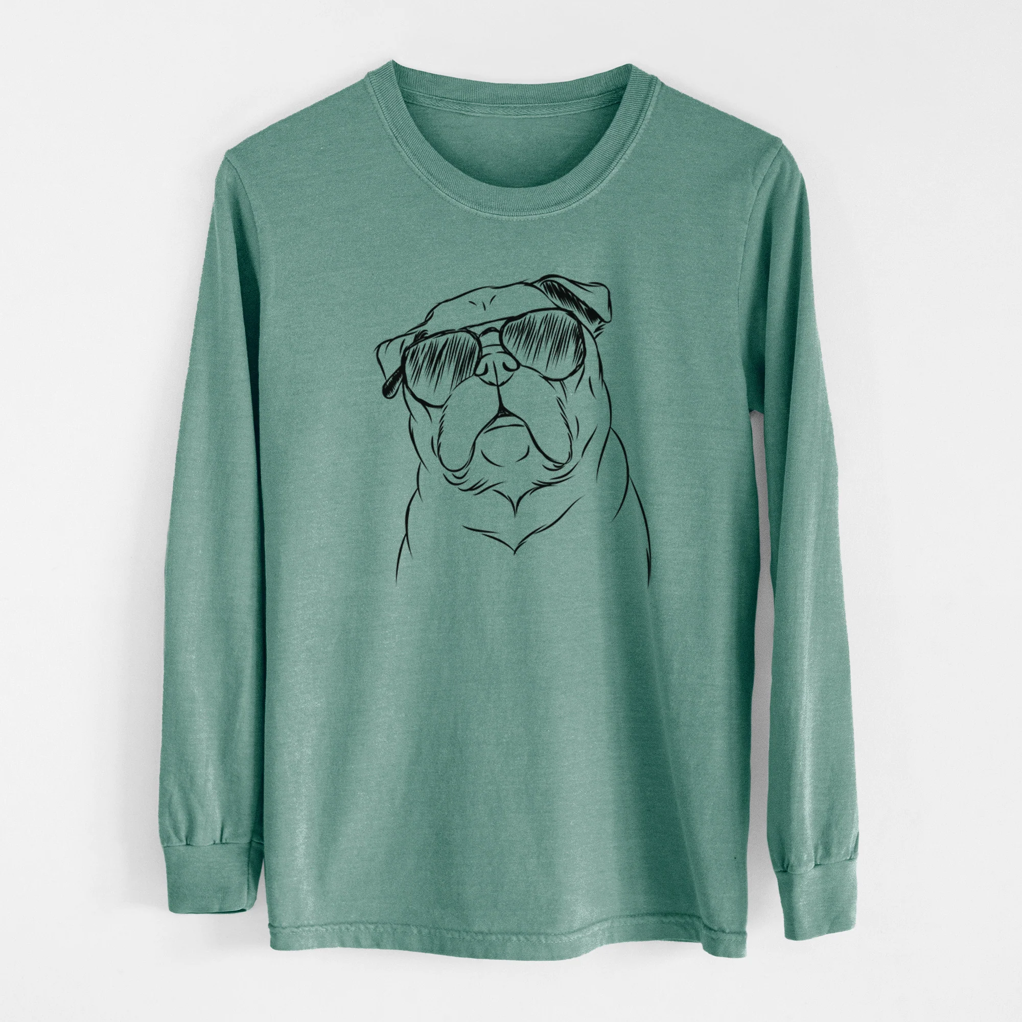Aviator Darling Chloe the Pug - Men's Heavyweight 100% Cotton Long Sleeve - Image 13