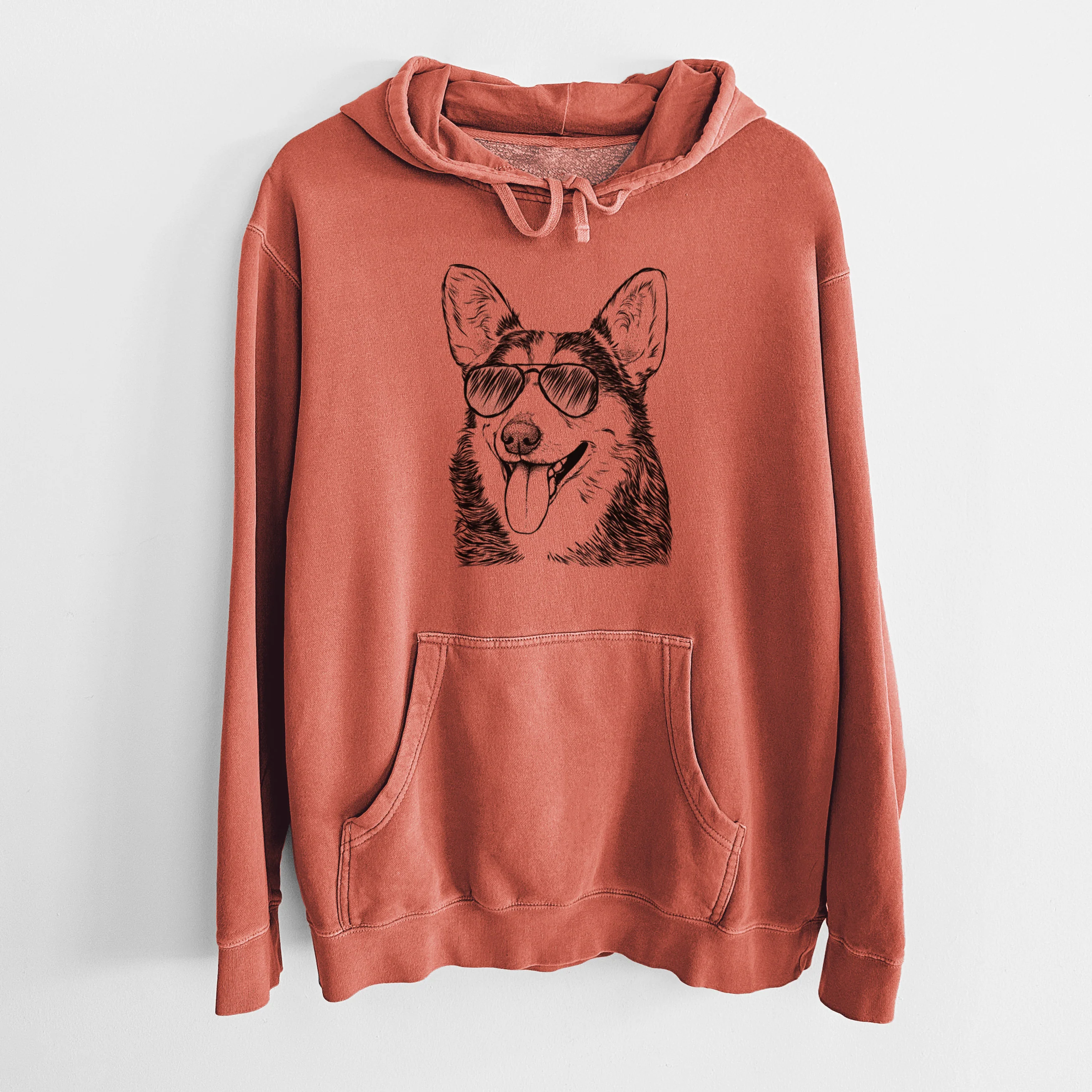 Aviator Darma the Corgi - Unisex Pigment Dyed Hoodie - Image 8