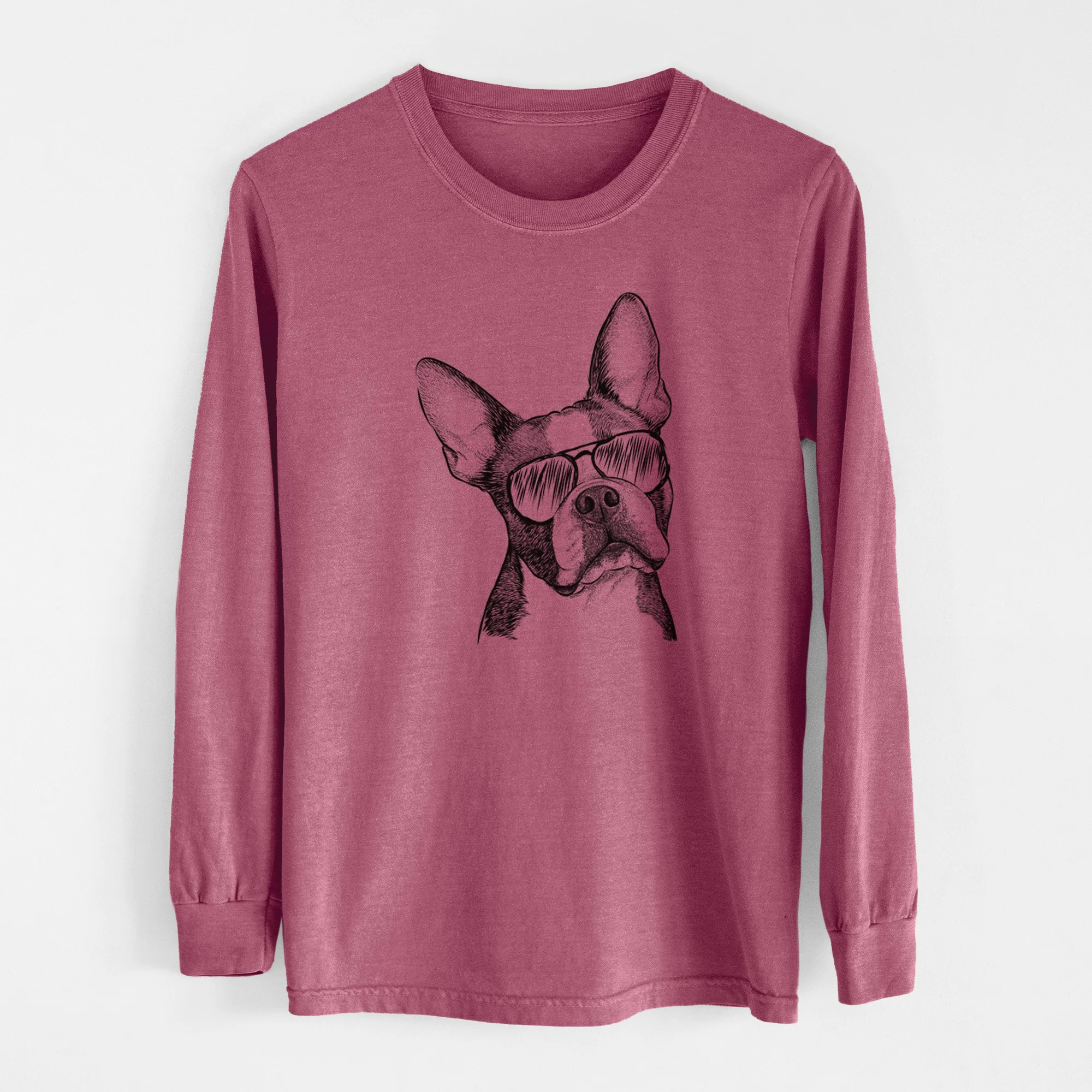Aviator Dee Dee the Boston Terrier - Men's Heavyweight 100% Cotton Long Sleeve - Image 11