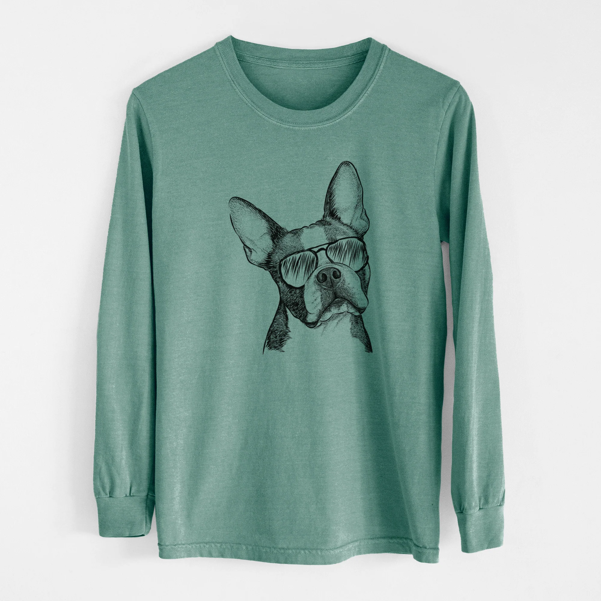 Aviator Dee Dee the Boston Terrier - Men's Heavyweight 100% Cotton Long Sleeve - Image 13