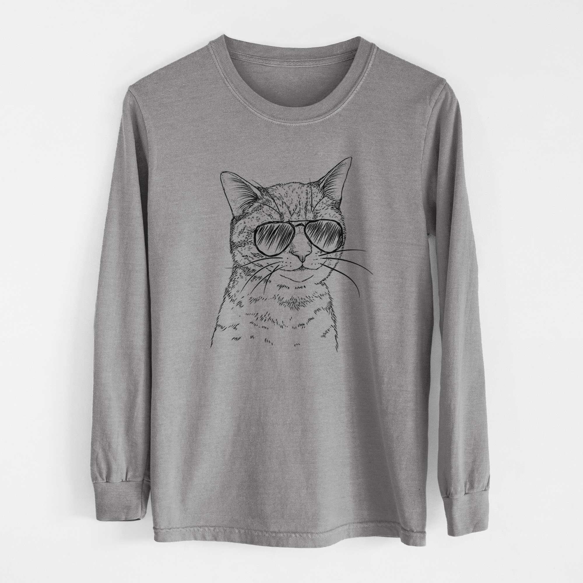 Aviator Dexter the Domestic Shorthair - Men's Heavyweight 100% Cotton Long Sleeve - Image 7