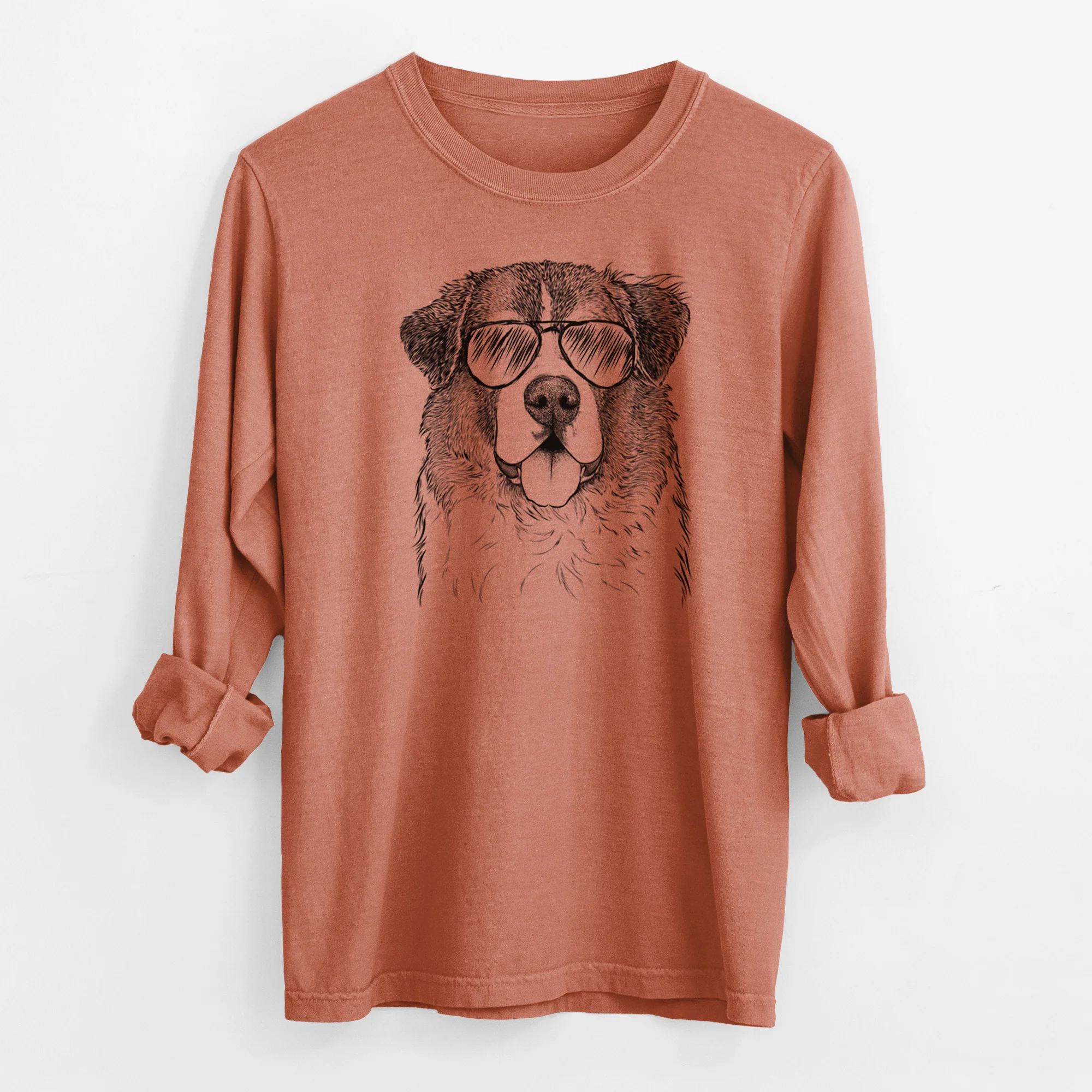Aviator Dilly the Saint Bernard - Men's Heavyweight 100% Cotton Long Sleeve - Image 14