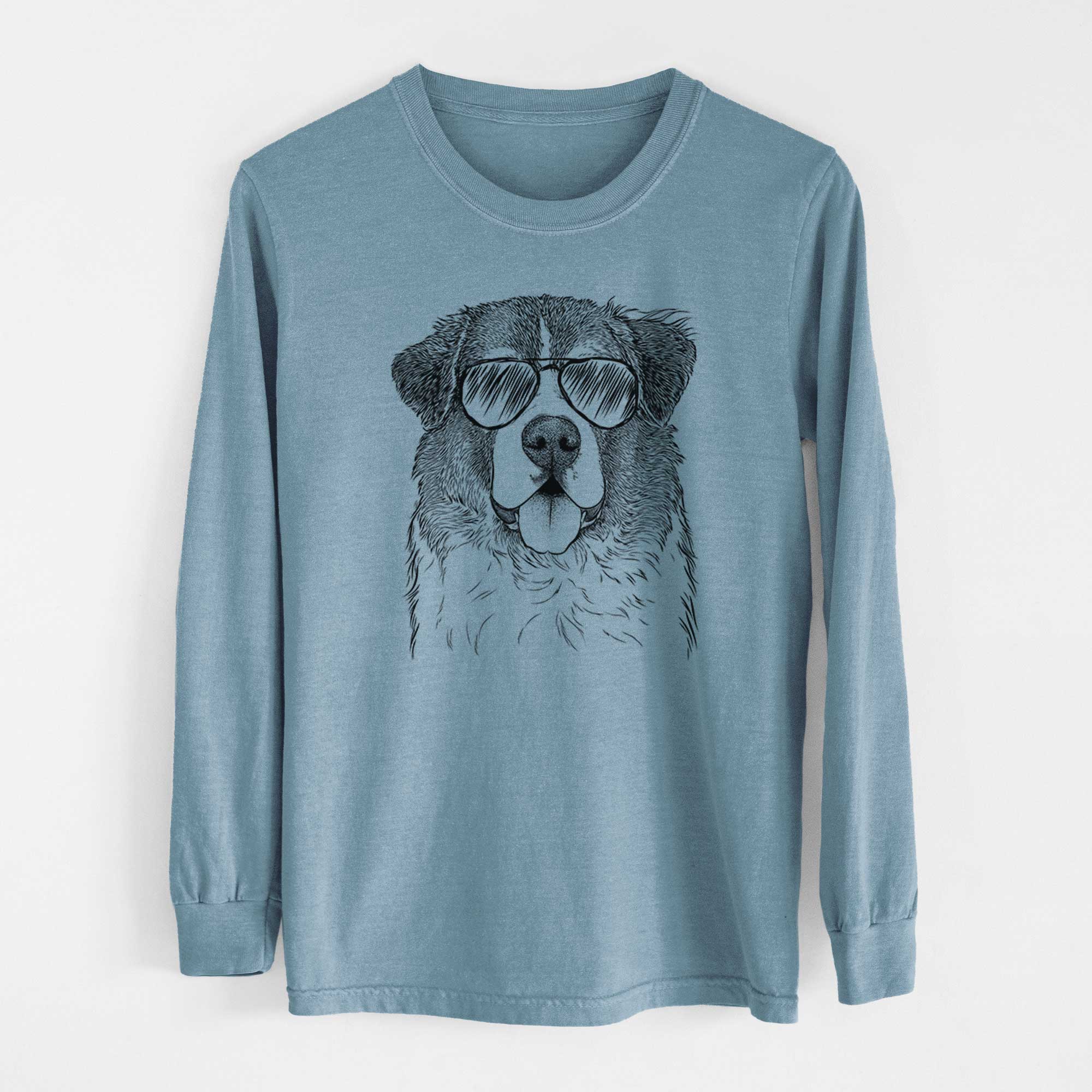 Aviator Dilly the Saint Bernard - Men's Heavyweight 100% Cotton Long Sleeve - Image 8