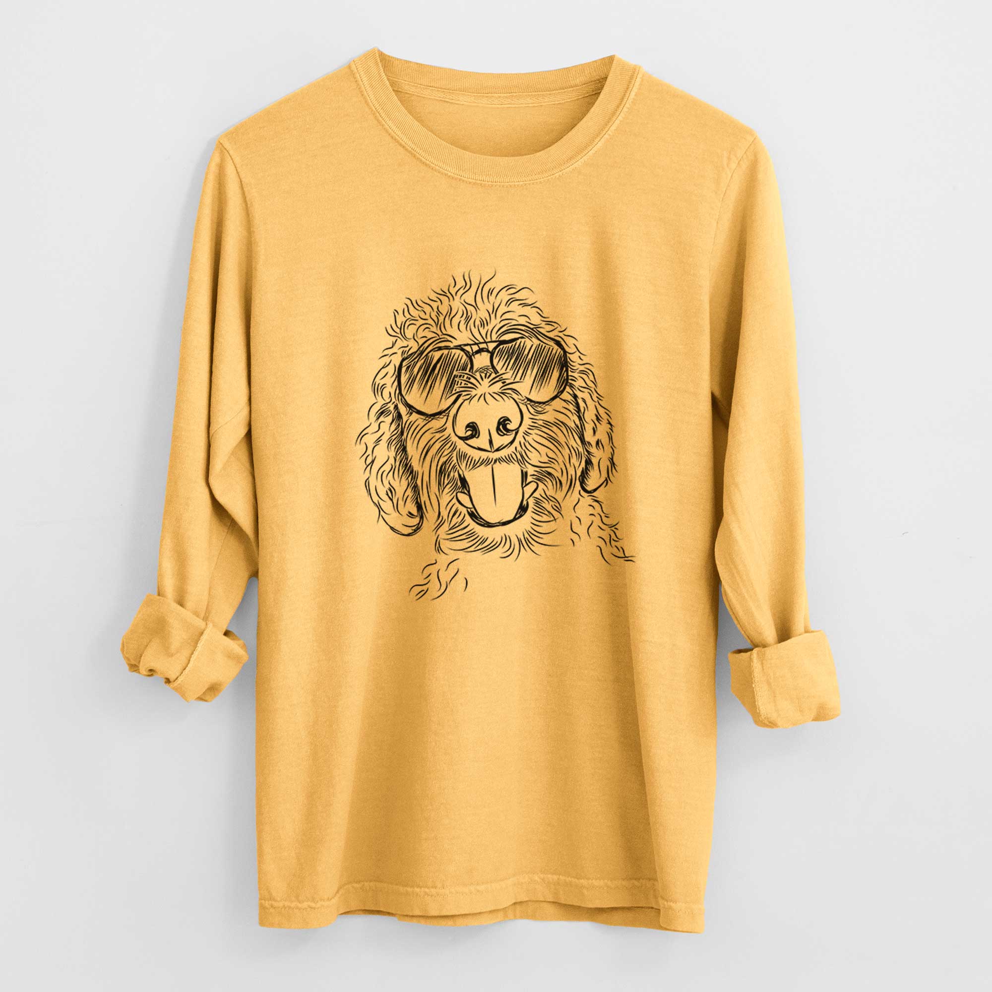 Aviator Dixie the Doodle - Men's Heavyweight 100% Cotton Long Sleeve - Image 3