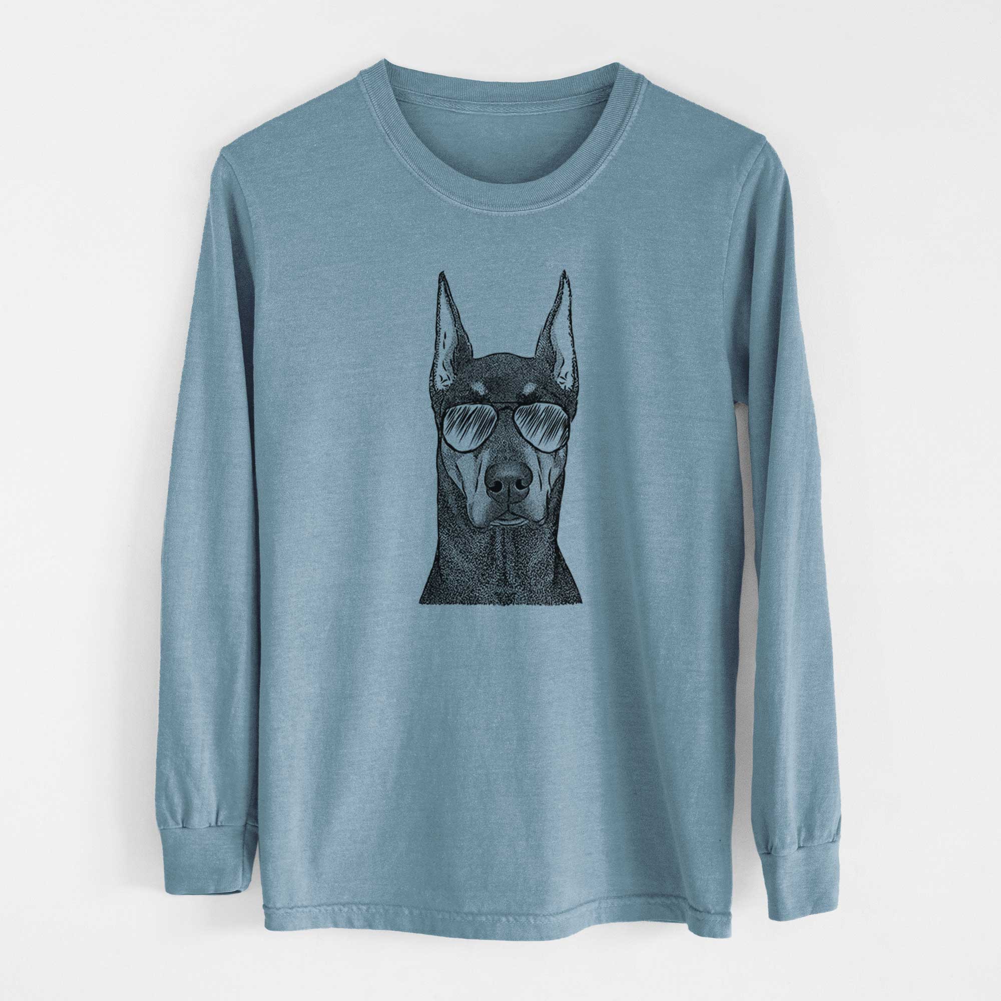 Aviator Drake the Doberman Pinscher - Men's Heavyweight 100% Cotton Long Sleeve - Image 8