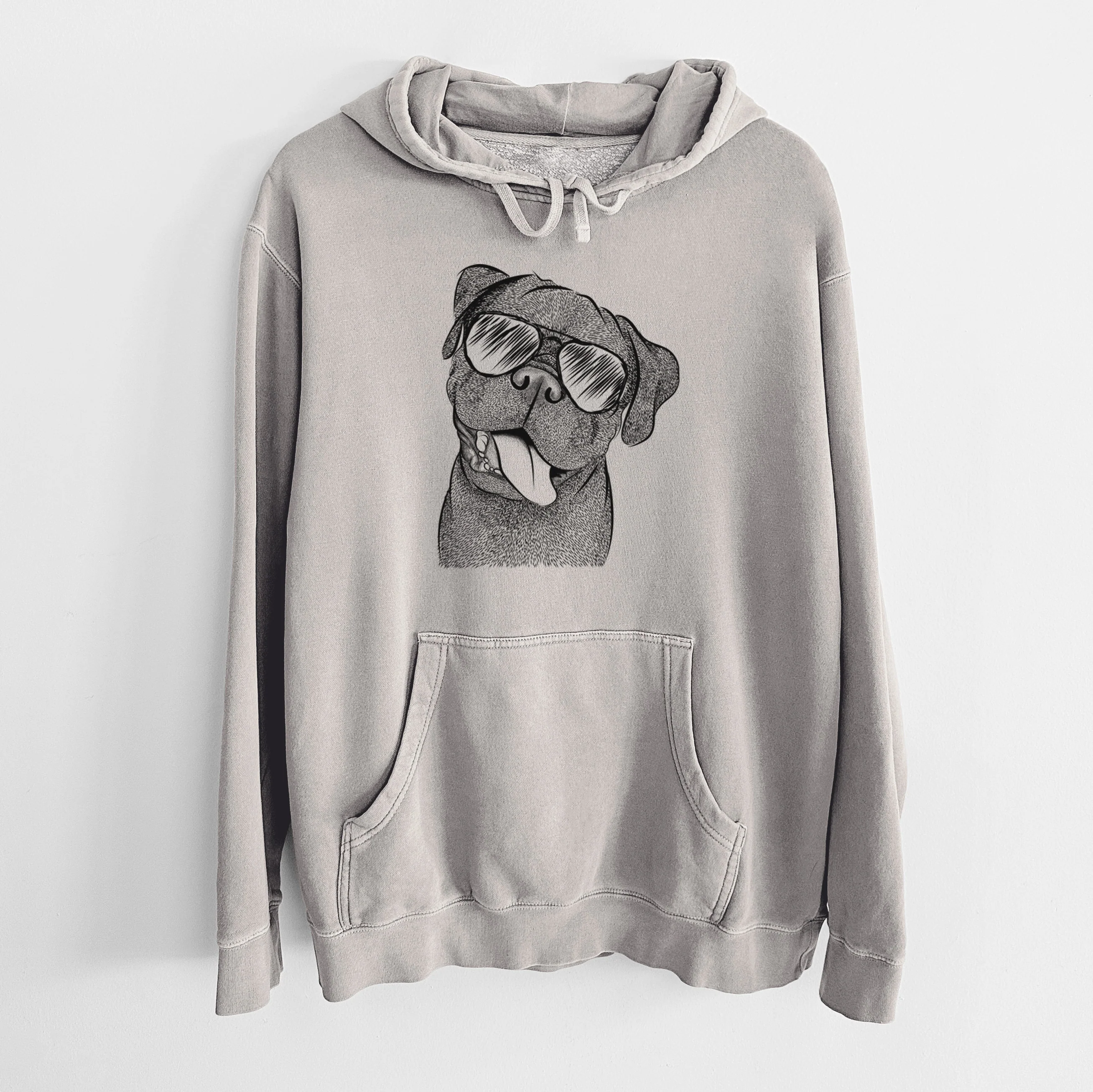 Aviator Dudley Danger the Pug - Unisex Pigment Dyed Hoodie - Image 5