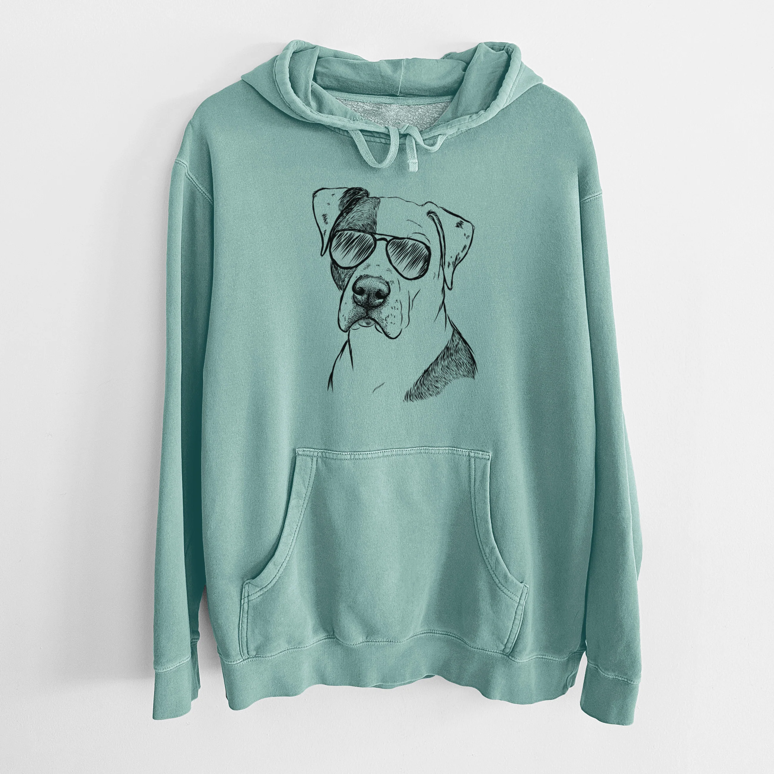 Aviator Duke the American Staffordshire Terrier Mix - Unisex Pigment Dyed Hoodie - Image 10