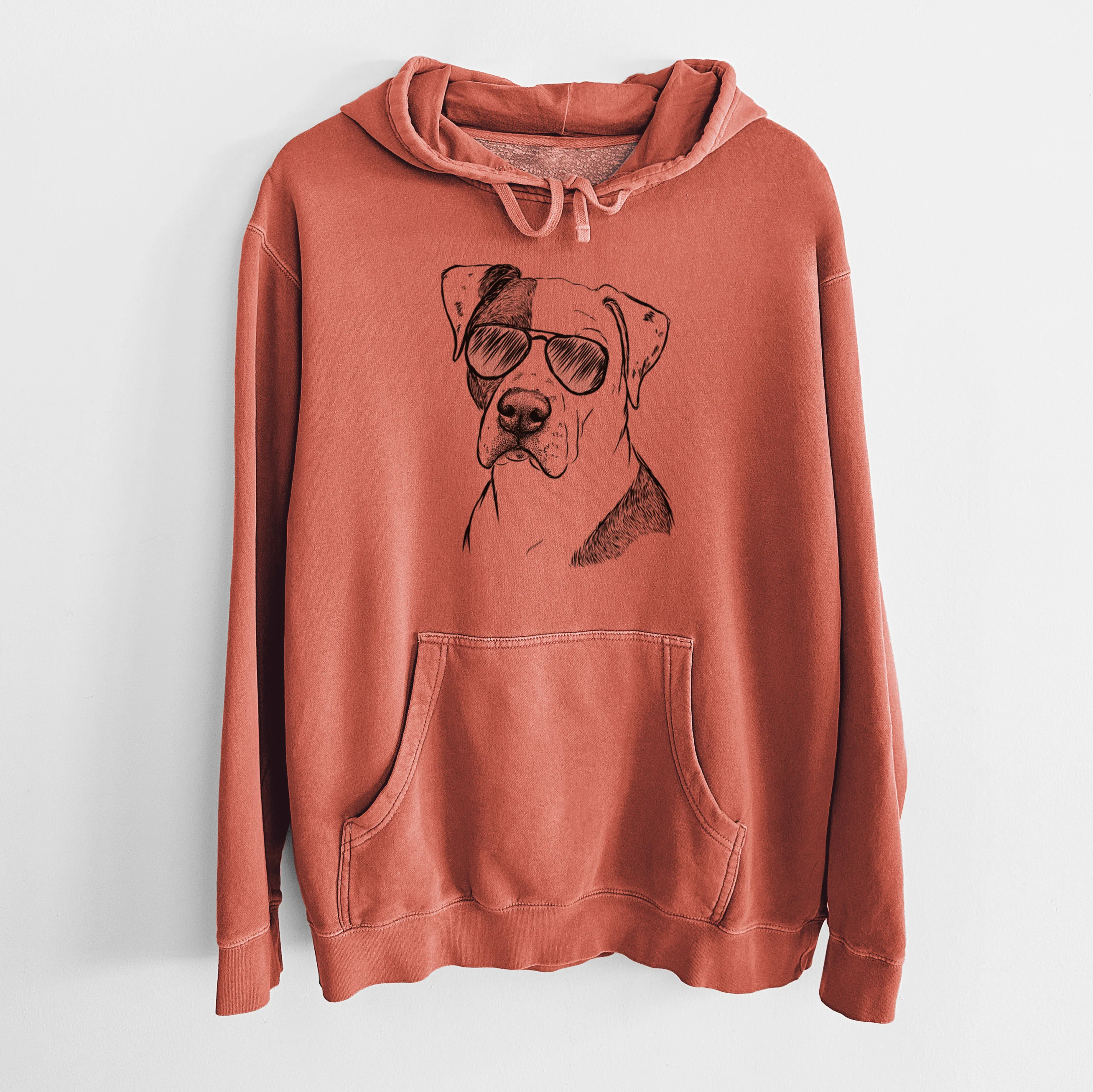 Aviator Duke the American Staffordshire Terrier Mix - Unisex Pigment Dyed Hoodie - Image 8