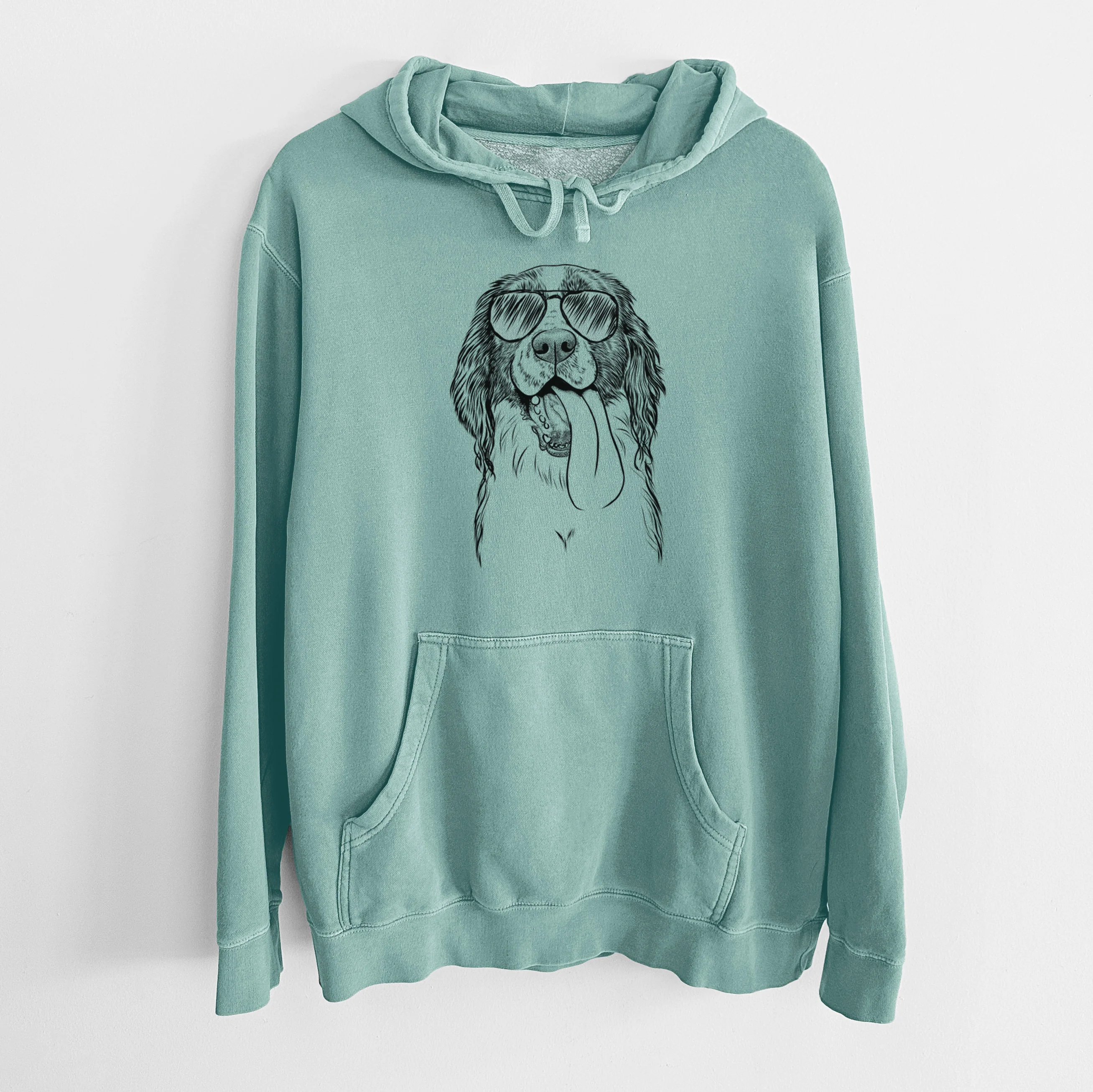 Aviator Duke the English Springer Spaniel - Unisex Pigment Dyed Hoodie - Image 10