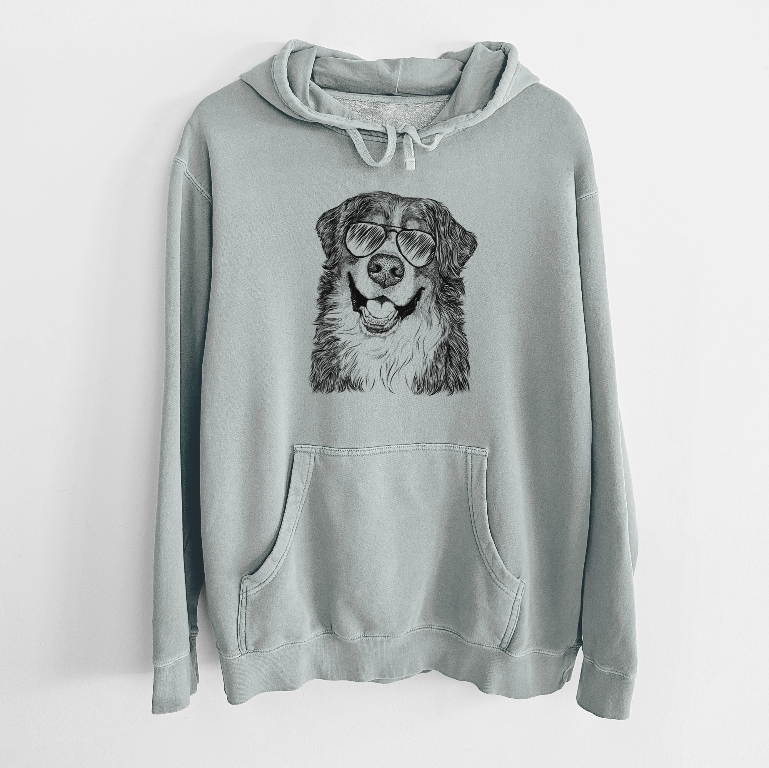 Aviator Eiger the Bernese Mountain Dog - Unisex Pigment Dyed Hoodie - Image 7