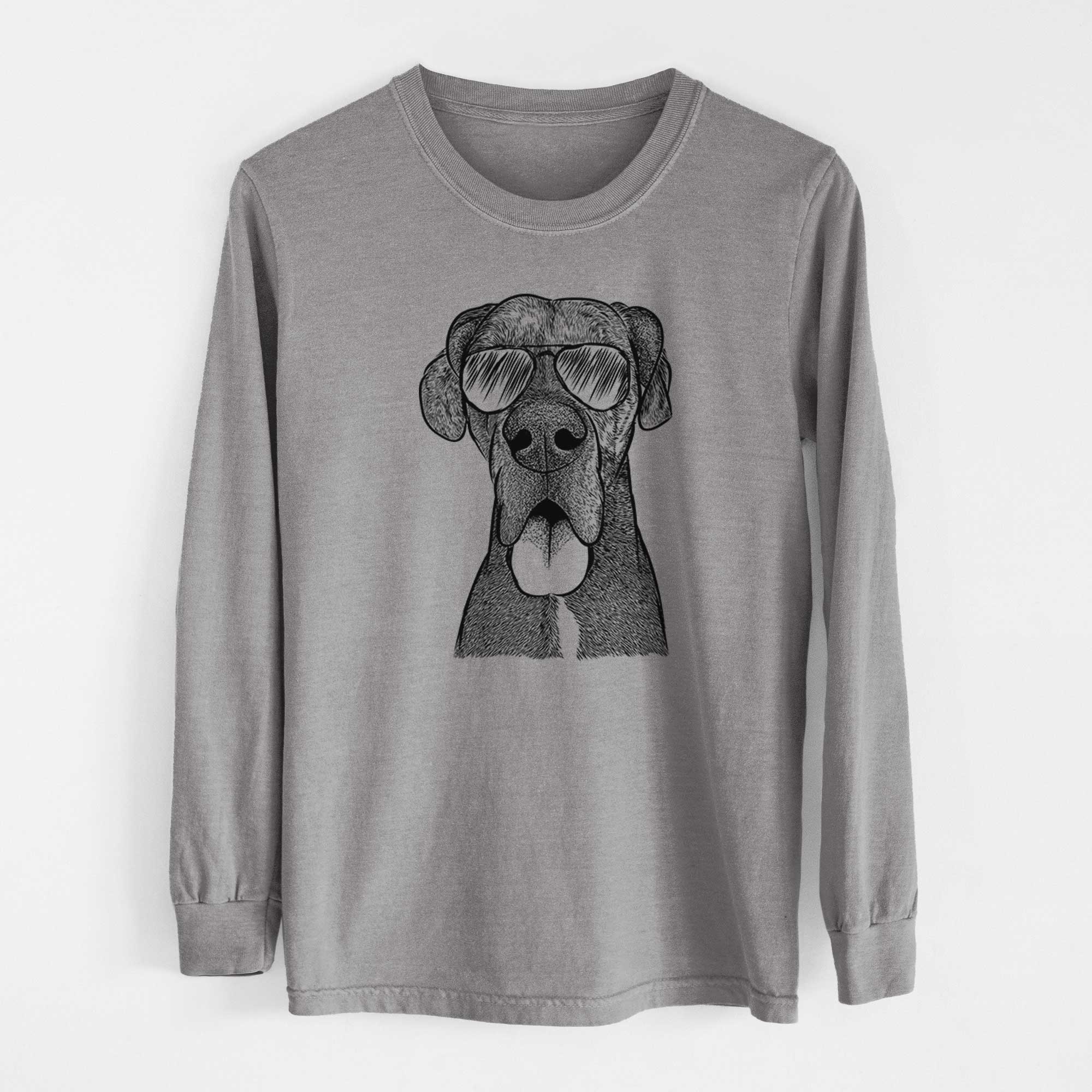 Aviator Eli the Great Dane - Men's Heavyweight 100% Cotton Long Sleeve - Image 7