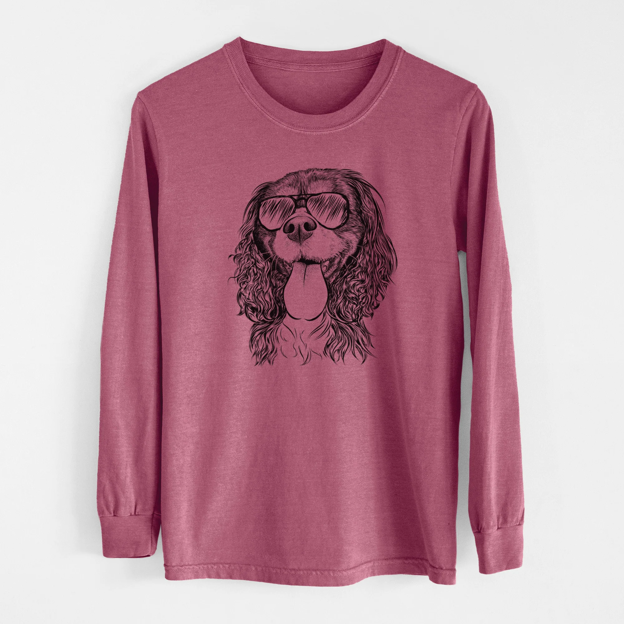 Aviator Elizabeth the Cavalier King Charles Spaniel - Men's Heavyweight 100% Cotton Long Sleeve - Image 11