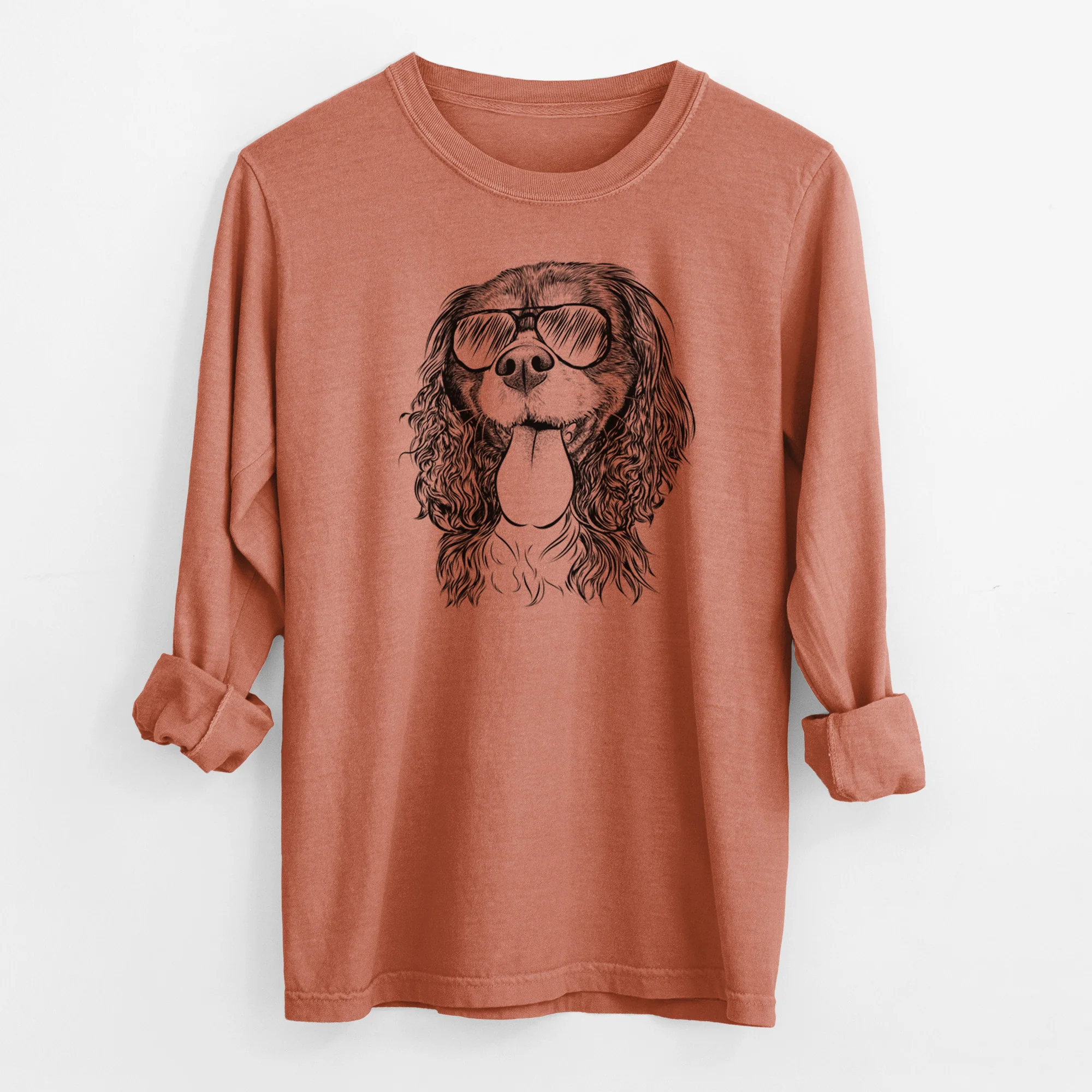Aviator Elizabeth the Cavalier King Charles Spaniel - Men's Heavyweight 100% Cotton Long Sleeve - Image 14