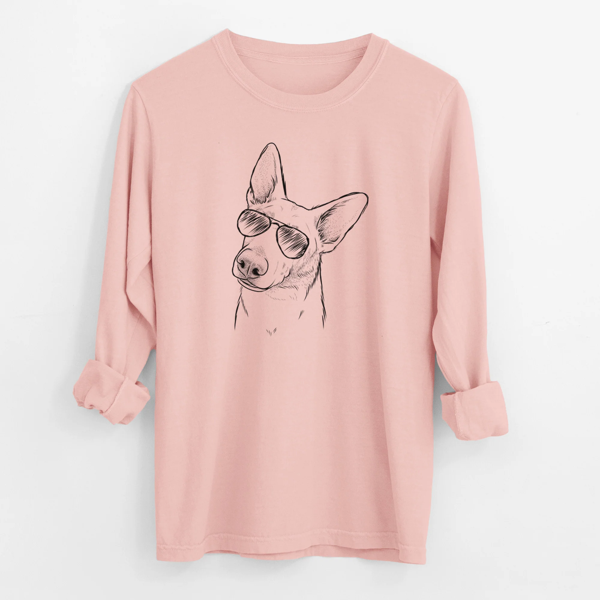 Aviator Elsa the German Shepherd - Men's Heavyweight 100% Cotton Long Sleeve - Image 12