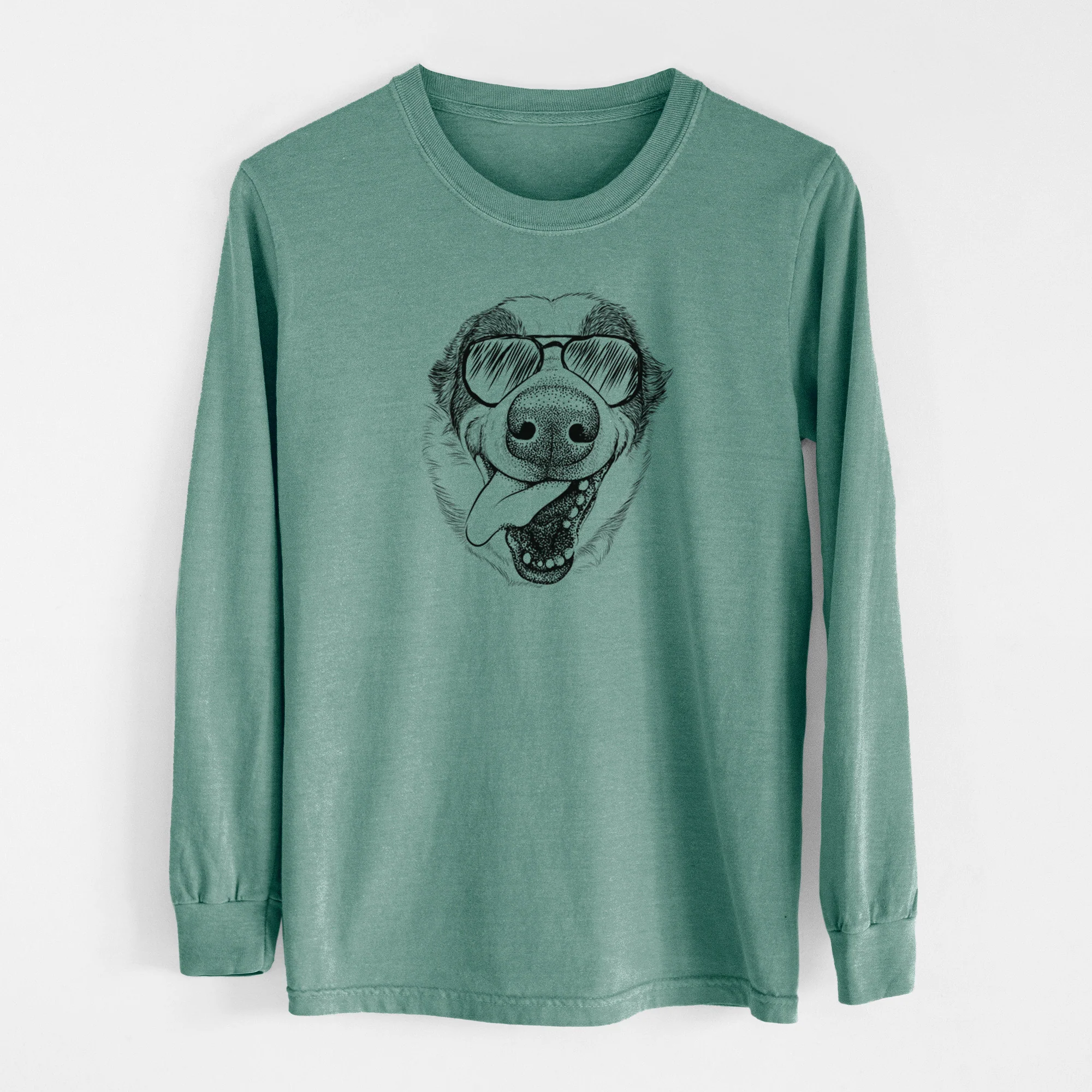 Aviator Elwood the Border Collie - Men's Heavyweight 100% Cotton Long Sleeve - Image 13