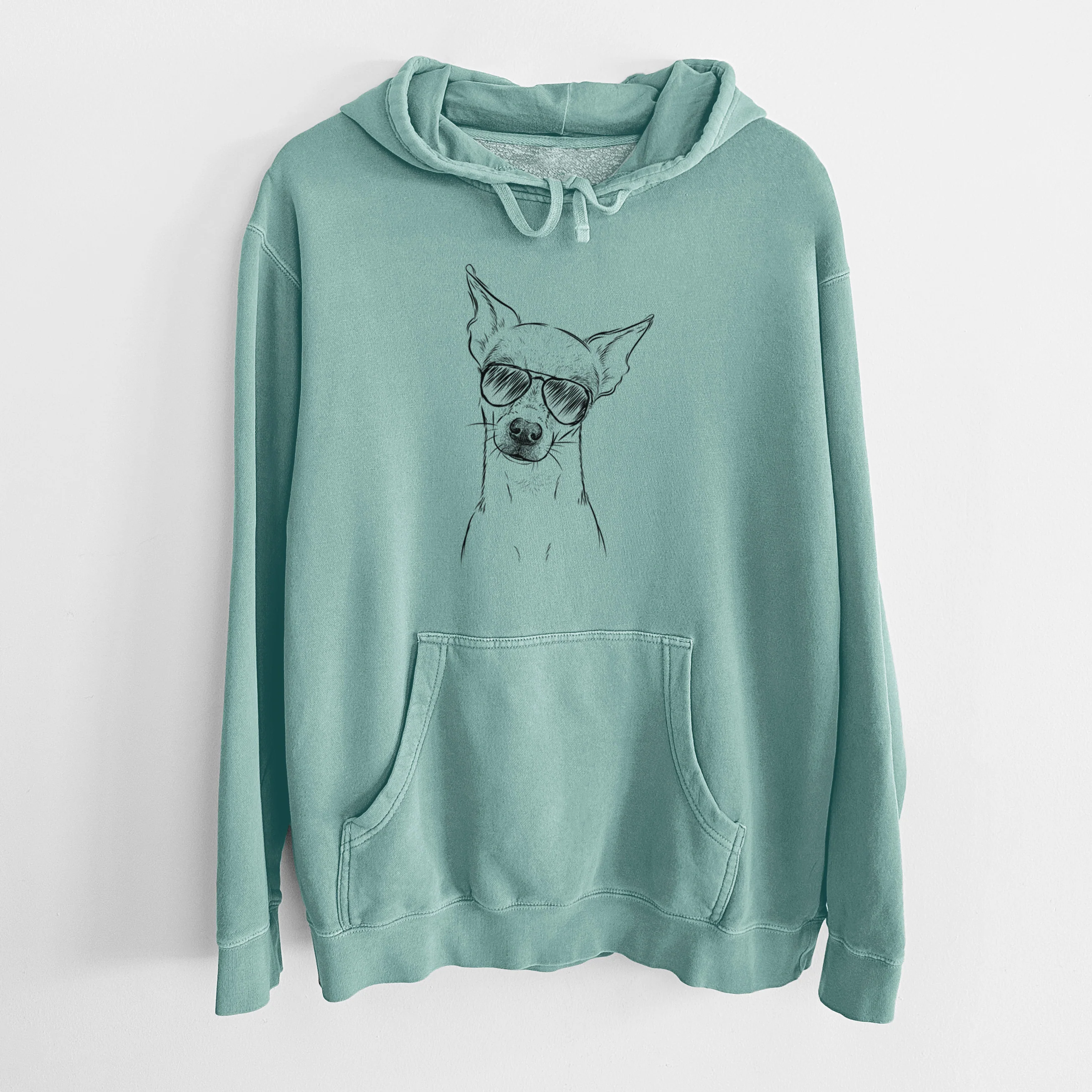 Aviator Emee the Chihuahua - Unisex Pigment Dyed Hoodie - Image 10
