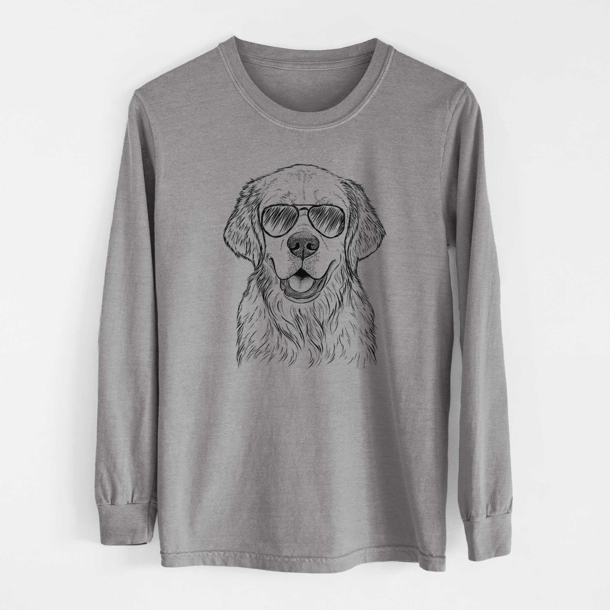 Aviator Emma the Golden Retriever - Men's Heavyweight 100% Cotton Long Sleeve - Image 7
