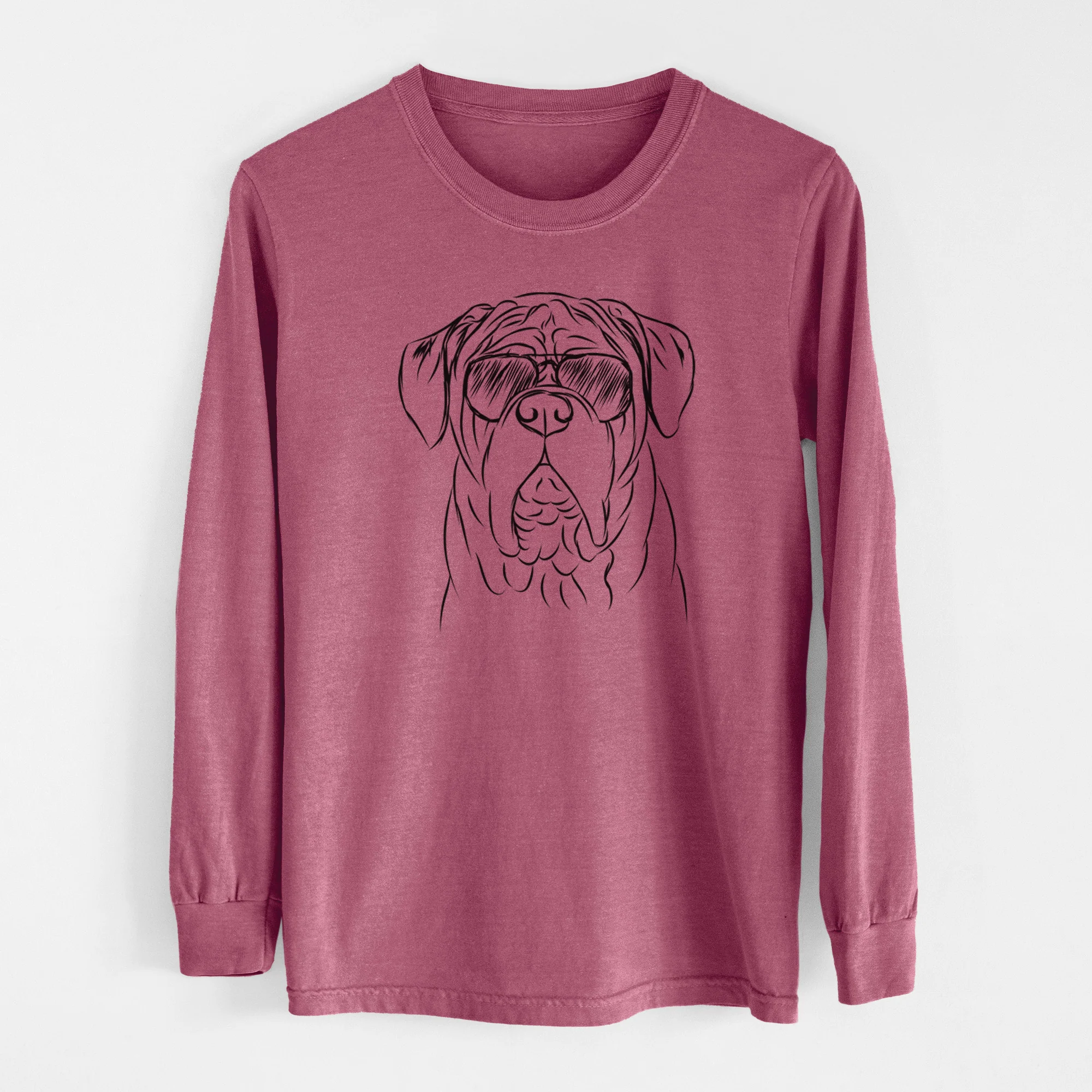Aviator Felix the Dogue de Bordeaux - Men's Heavyweight 100% Cotton Long Sleeve - Image 11