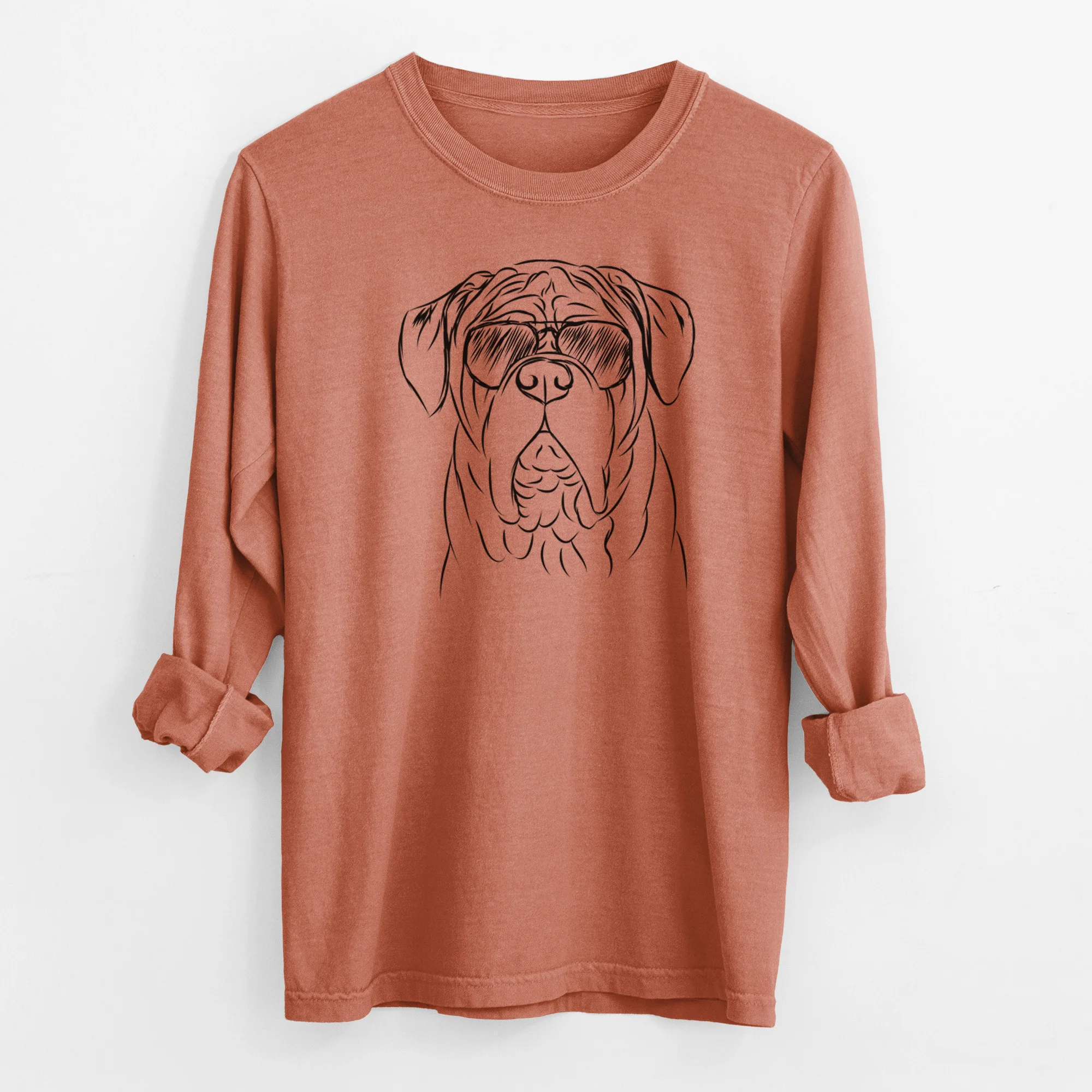 Aviator Felix the Dogue de Bordeaux - Men's Heavyweight 100% Cotton Long Sleeve - Image 14
