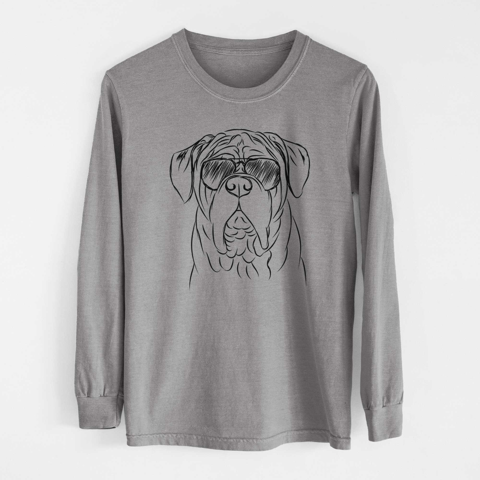 Aviator Felix the Dogue de Bordeaux - Men's Heavyweight 100% Cotton Long Sleeve - Image 7