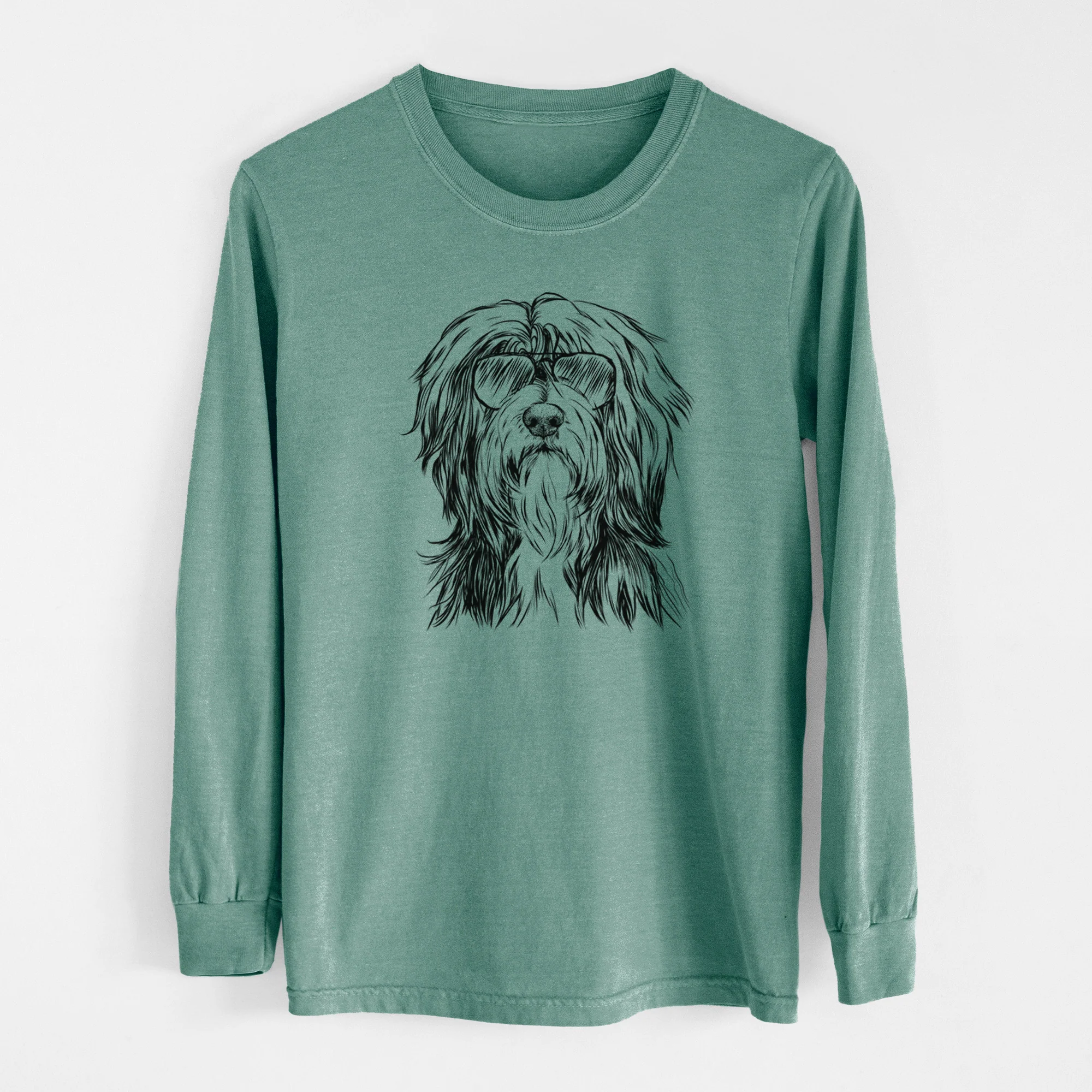 Aviator Fiji the Polish Lowland Sheepdog - Men's Heavyweight 100% Cotton Long Sleeve - Image 13
