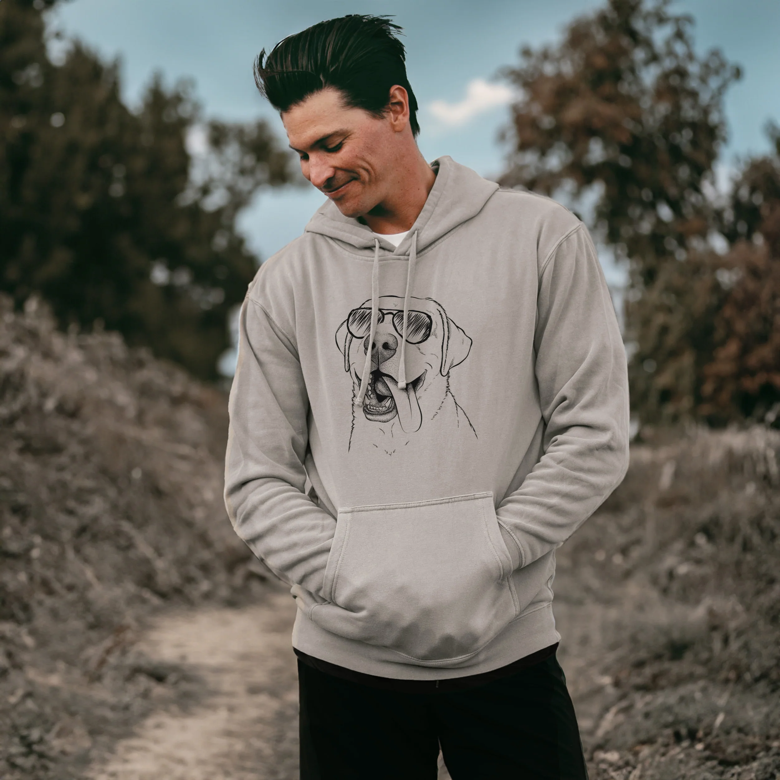 Aviator Finn the Labrador Retriever - Unisex Pigment Dyed Hoodie - Image 3