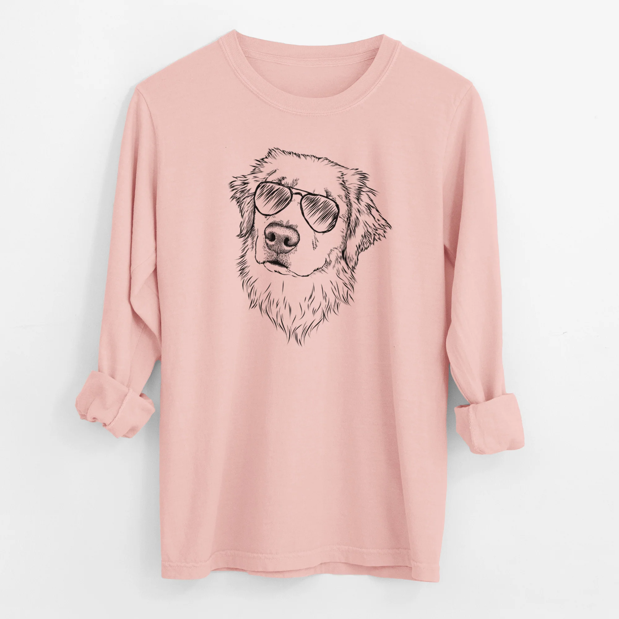 Aviator Fiona the Golden Retriever - Men's Heavyweight 100% Cotton Long Sleeve - Image 12