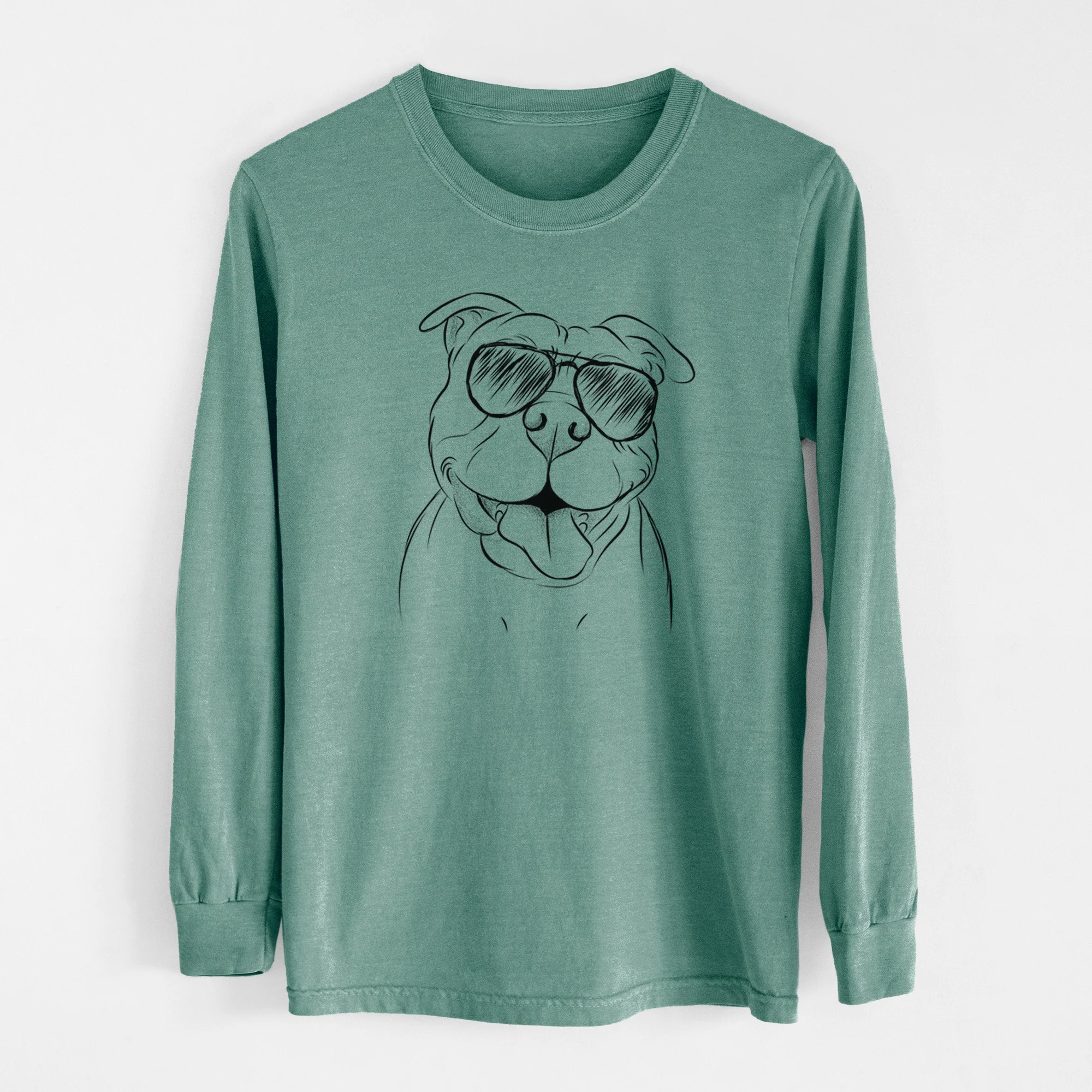 Aviator Floki the American Bully - Men's Heavyweight 100% Cotton Long Sleeve - Image 13