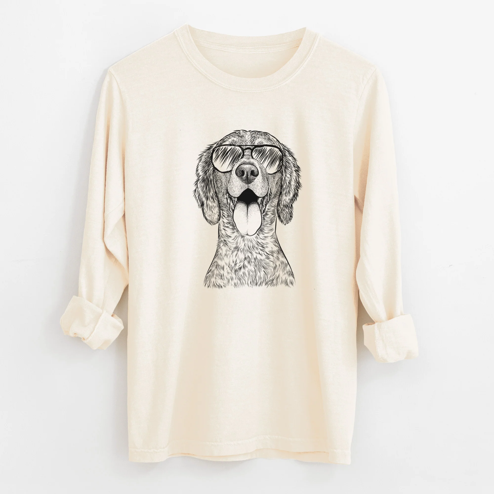 Aviator Freddy the English Setter - Men's Heavyweight 100% Cotton Long Sleeve - Image 11