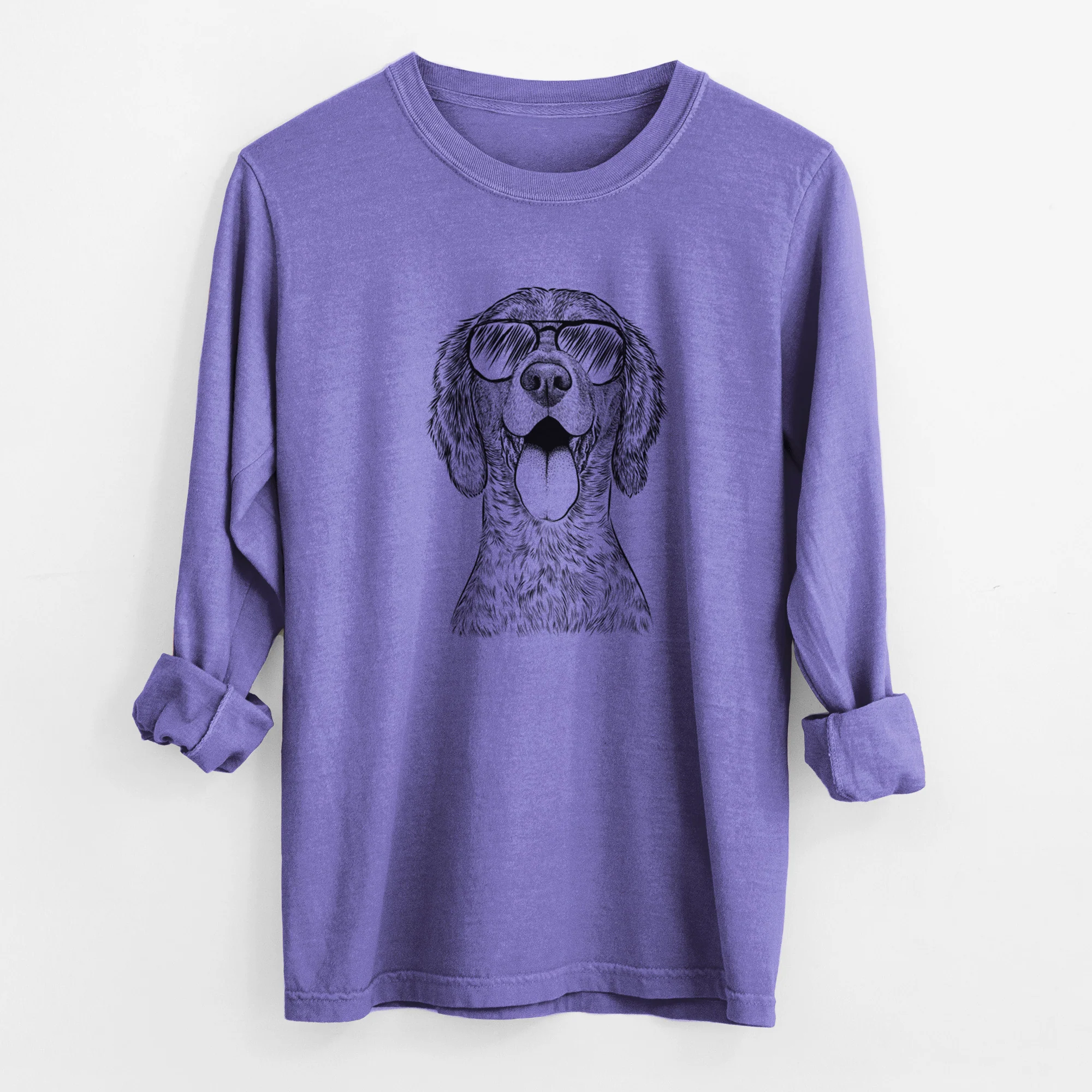 Aviator Freddy the English Setter - Men's Heavyweight 100% Cotton Long Sleeve - Image 9