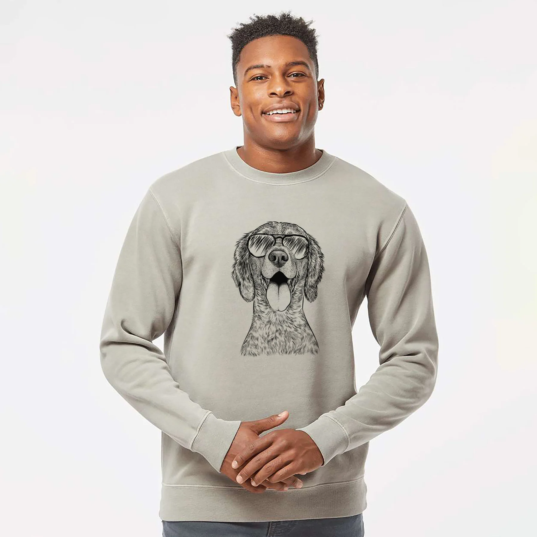 Aviator Freddy the English Setter - Unisex Pigment Dyed Crew Sweatshirt