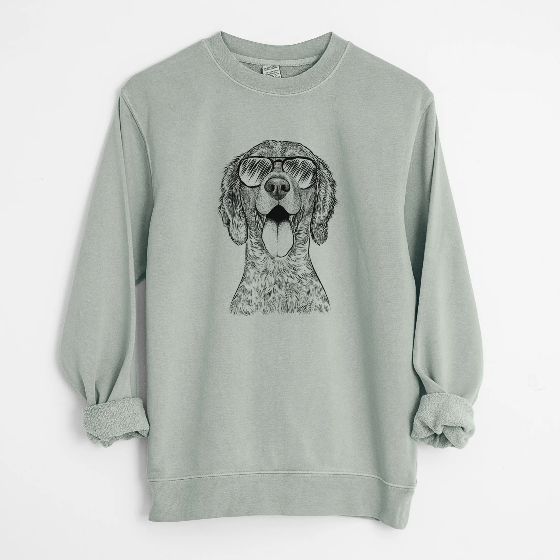 Aviator Freddy the English Setter - Unisex Pigment Dyed Crew Sweatshirt - Image 9
