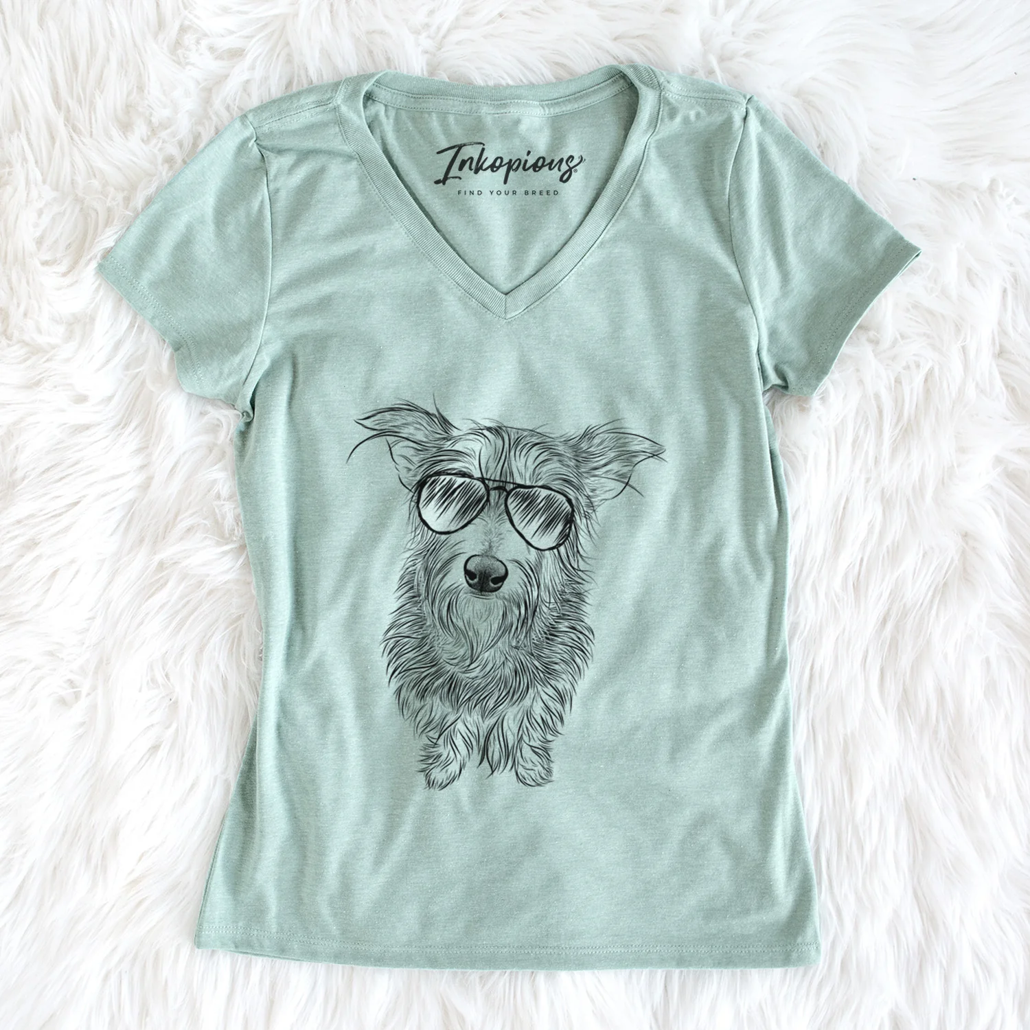 Aviator Frida Doggo the Rescue Terrier Mix - Women's V-neck Shirt - Image 5