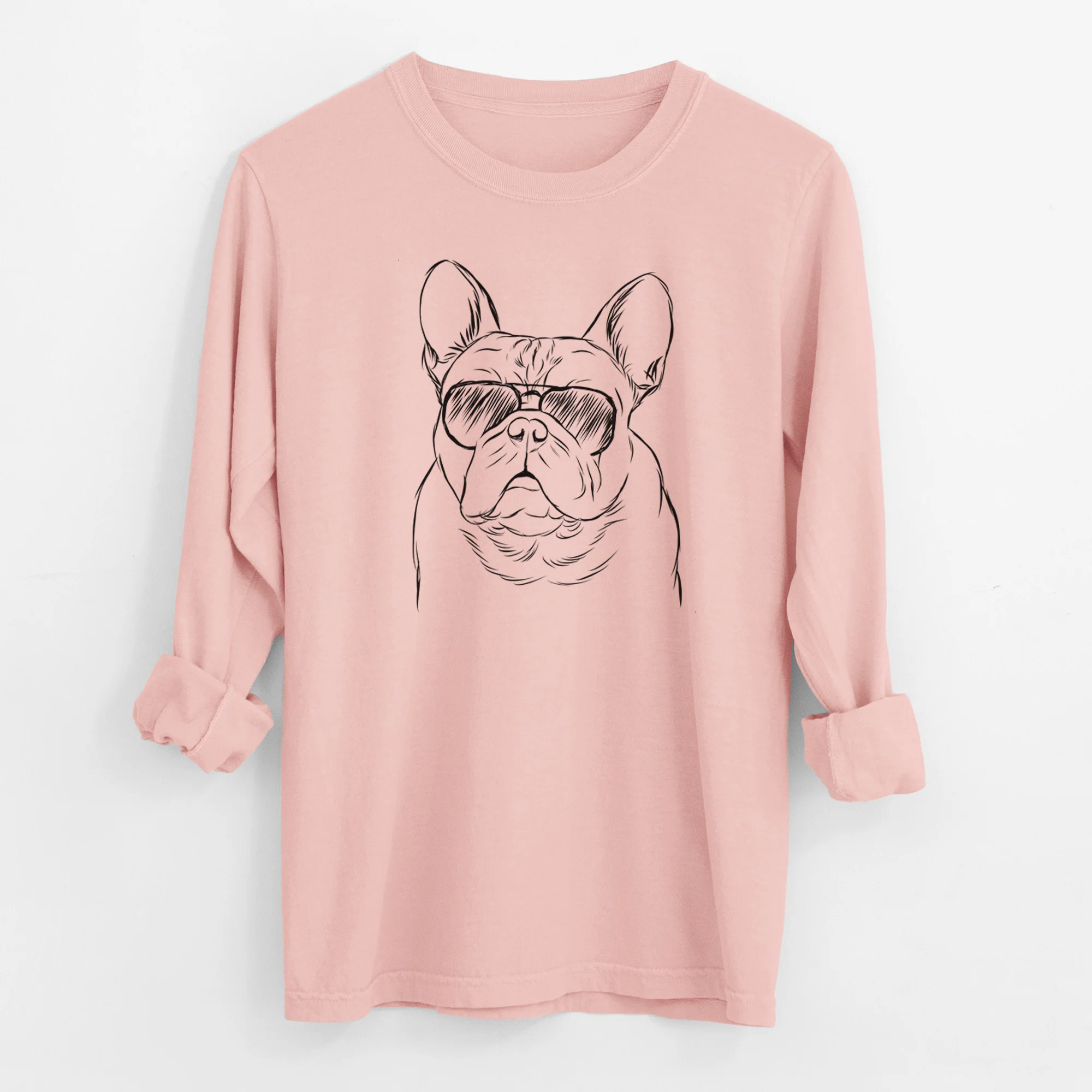 Aviator Fudge the French Bulldog - Men's Heavyweight 100% Cotton Long Sleeve - Image 12